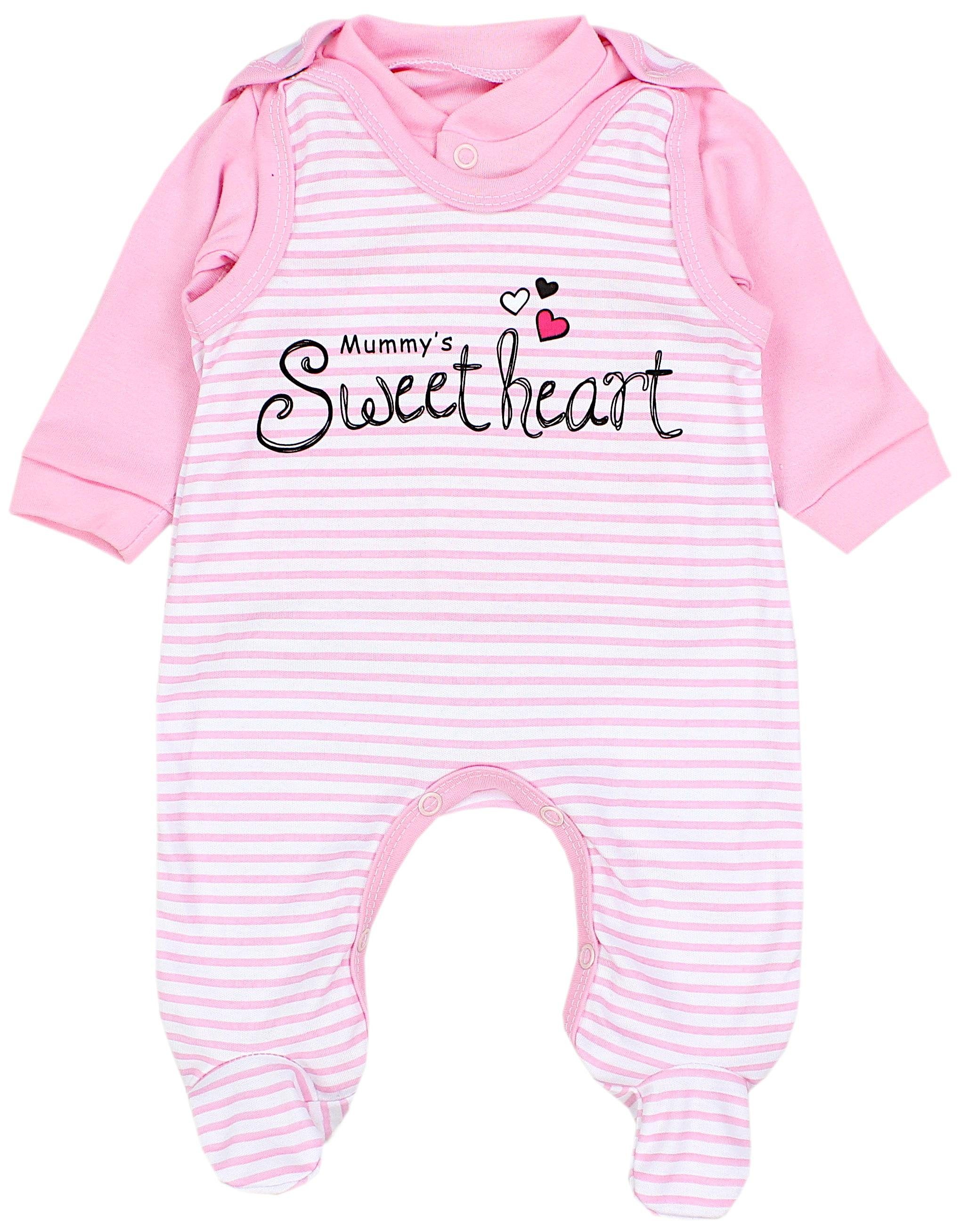 TupTam Strampler Streifen mit Mädchen Spruch Langarmshirt Rosa Mummy's Strampler Aufdruck Sweetheart Baby TupTam Jungen