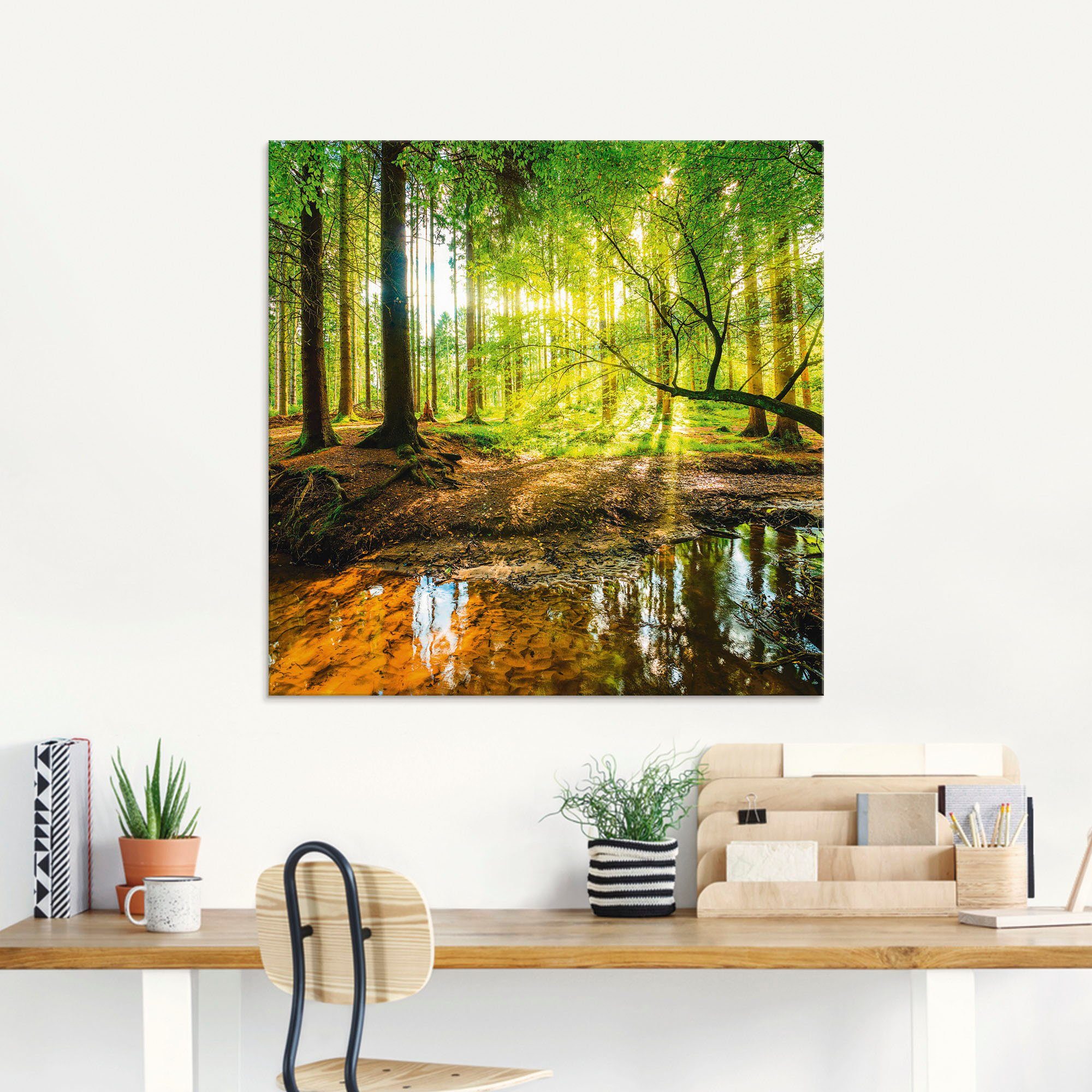 Artland Glasbild Wald mit Bach, Wald (1 St), in verschiedenen Größen