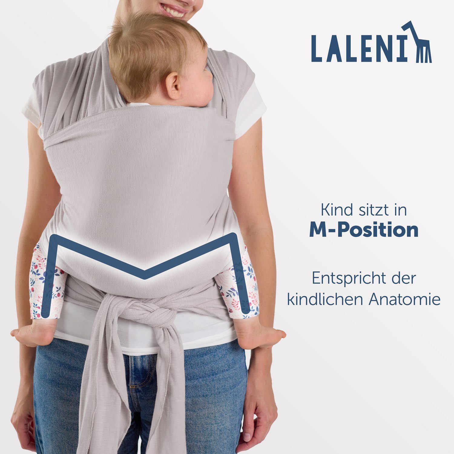 Laleni Tragetuch für Neugeborene bis 15kg - 100% weiche Baumwolle, Babytragetuch aus Baumwolle, OEKO-TEX Zertifiziert, ab Geburt geeignet