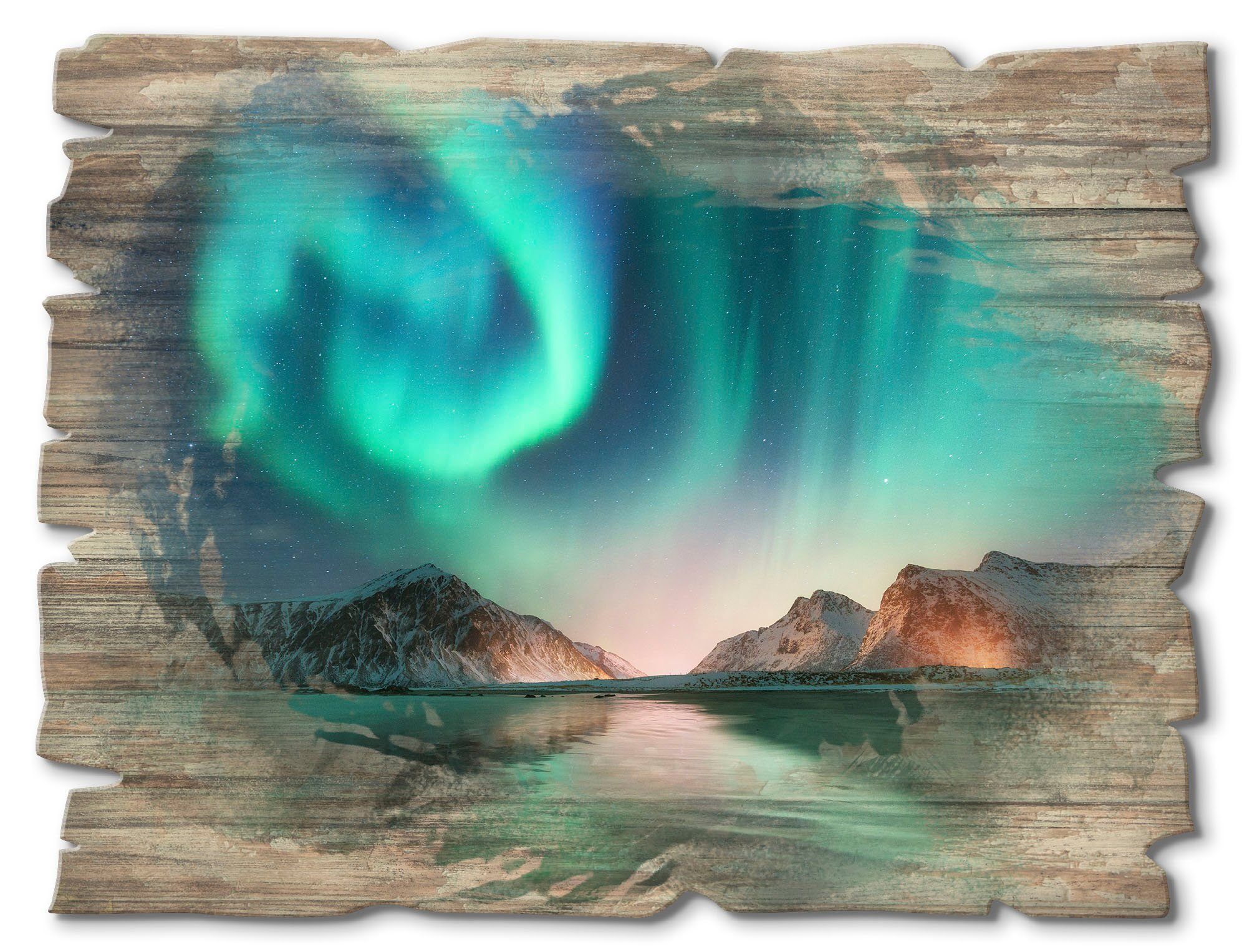 (1 Holzbild Nördliches St) - Auroraborialis Artland Polarlicht, Europa