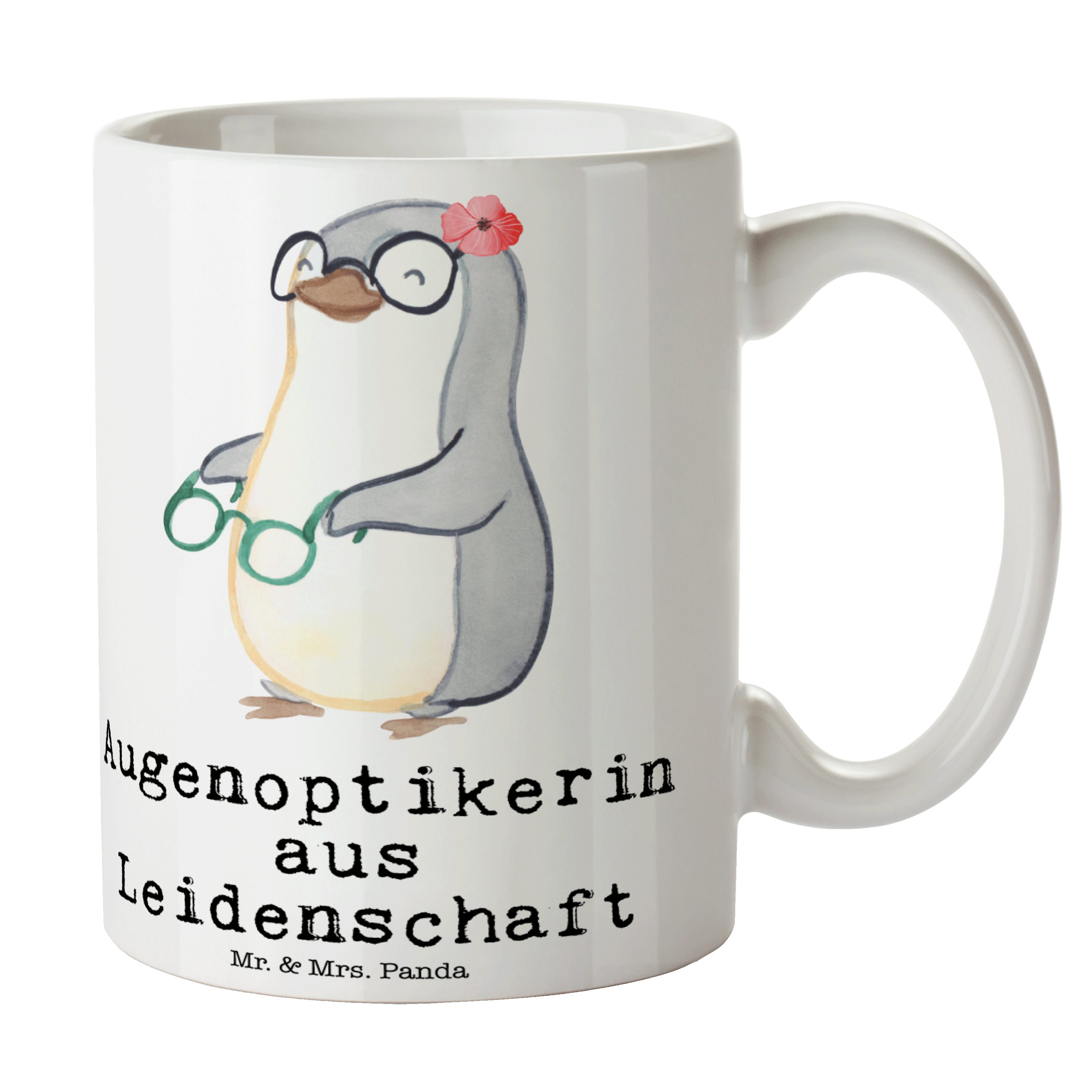 Mr. & Mrs. Panda Tasse Augenoptikerin aus Leidenschaft - Weiß - Geschenk, Eröffnung, Kollege, Keramik | Tassen