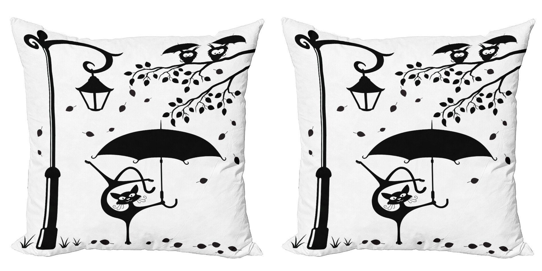 Lustige Regenschirm Katze Miezekatze Stück), Doppelseitiger Kissenbezüge Modern Digitaldruck, (2 Abakuhaus mit Accent