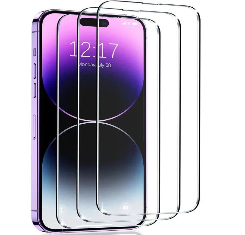 OLi Displayschutzglas 3 Stück für IPhone 15 Pro Displayschutzglas, 9H Härte Schutzglas für Für IPhone 15 Pro, Spar-Set, 3 Stück, Stoßfäste Panzer Schutzglas Kratzfes