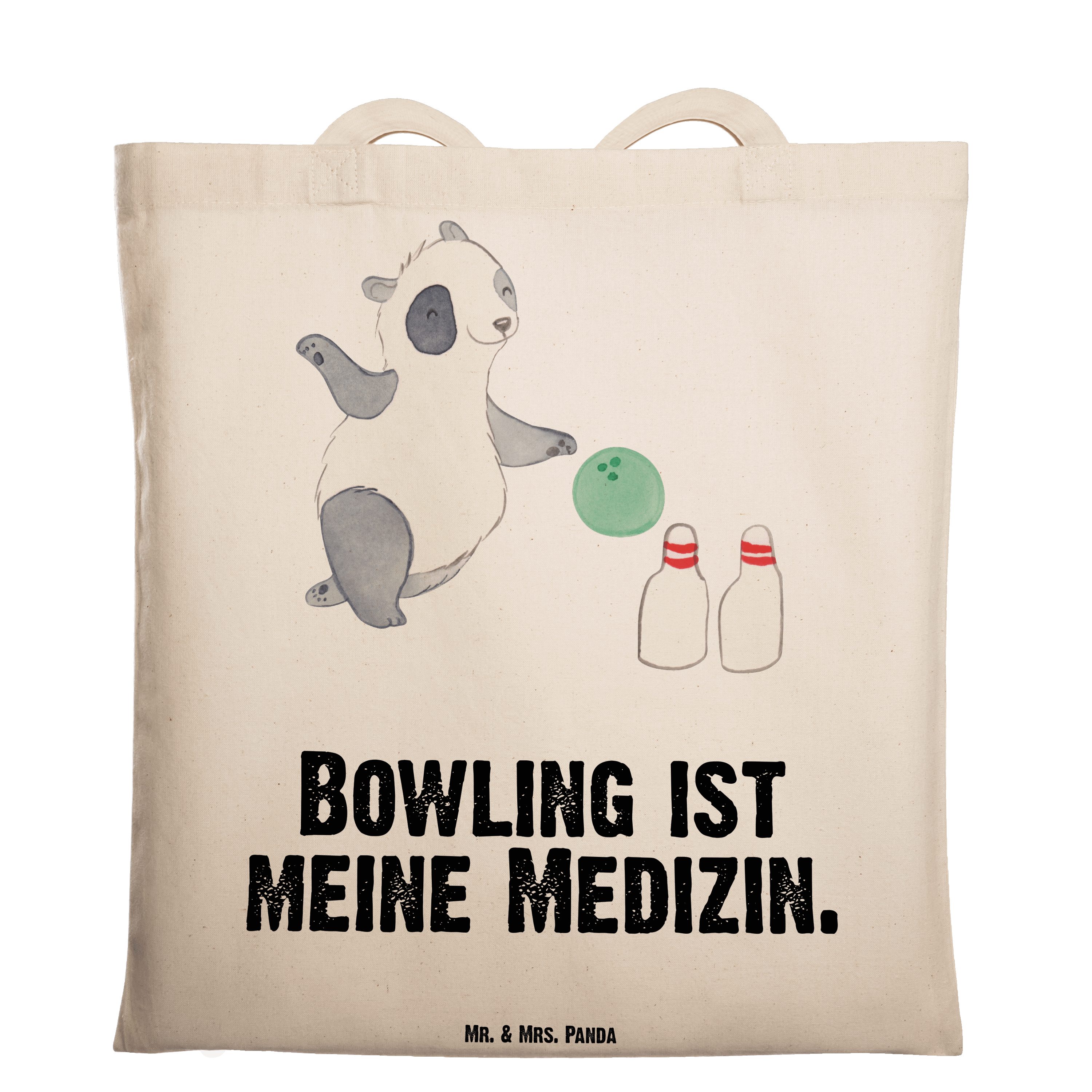 Mr. & Mrs. Panda Tragetasche Panda Bowling Medizin - Transparent - Geschenk, Schenken, Bowlen gehe (1-tlg)