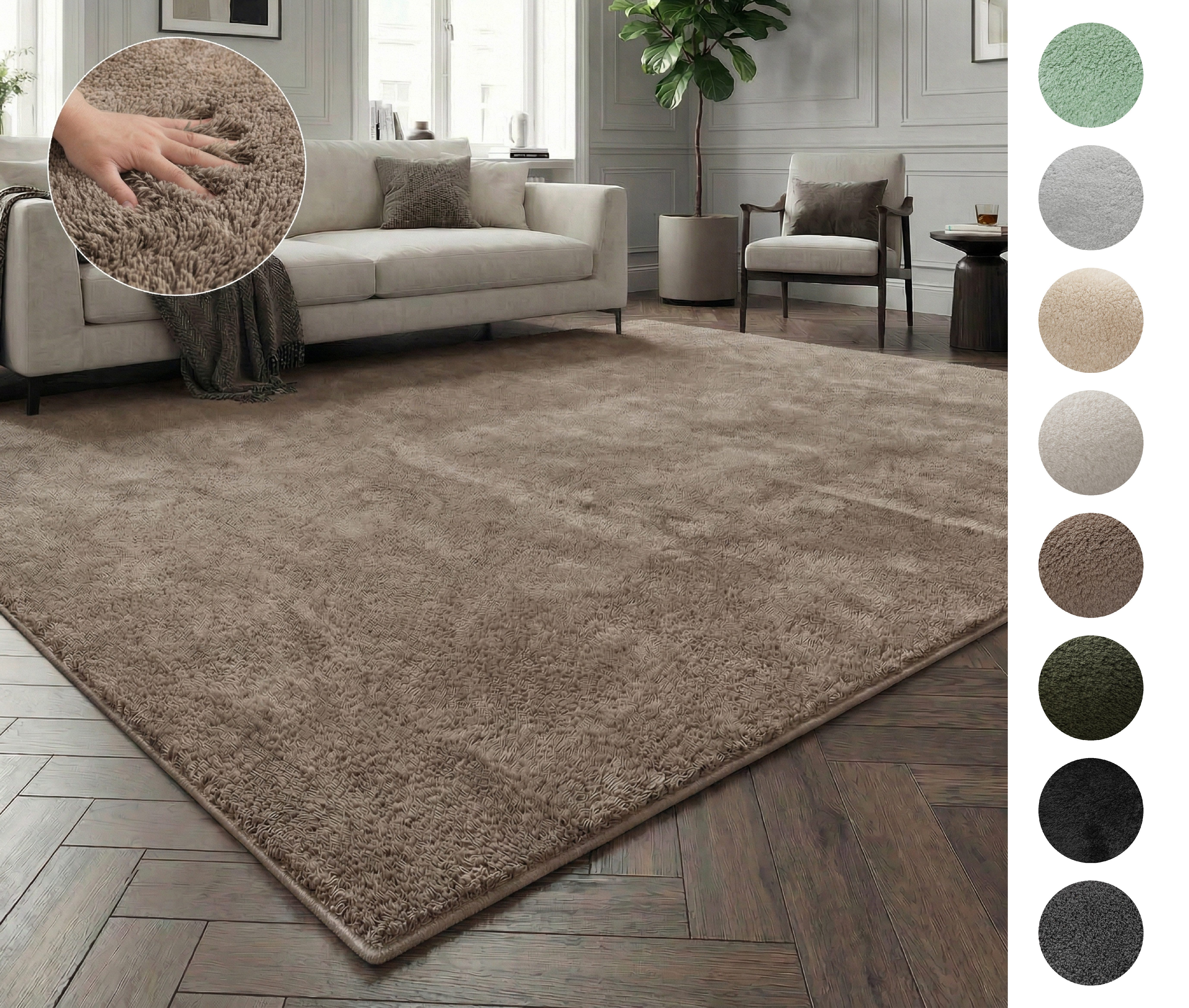 OTTO home Teppich Cali, in Standard- und Premium-Qualität, 13 mm oder 16 mm Höhe, rechteckig, Uni-Farben, kuschelig, & weich, waschbar, Wohnzimmer, Schlafzimmer