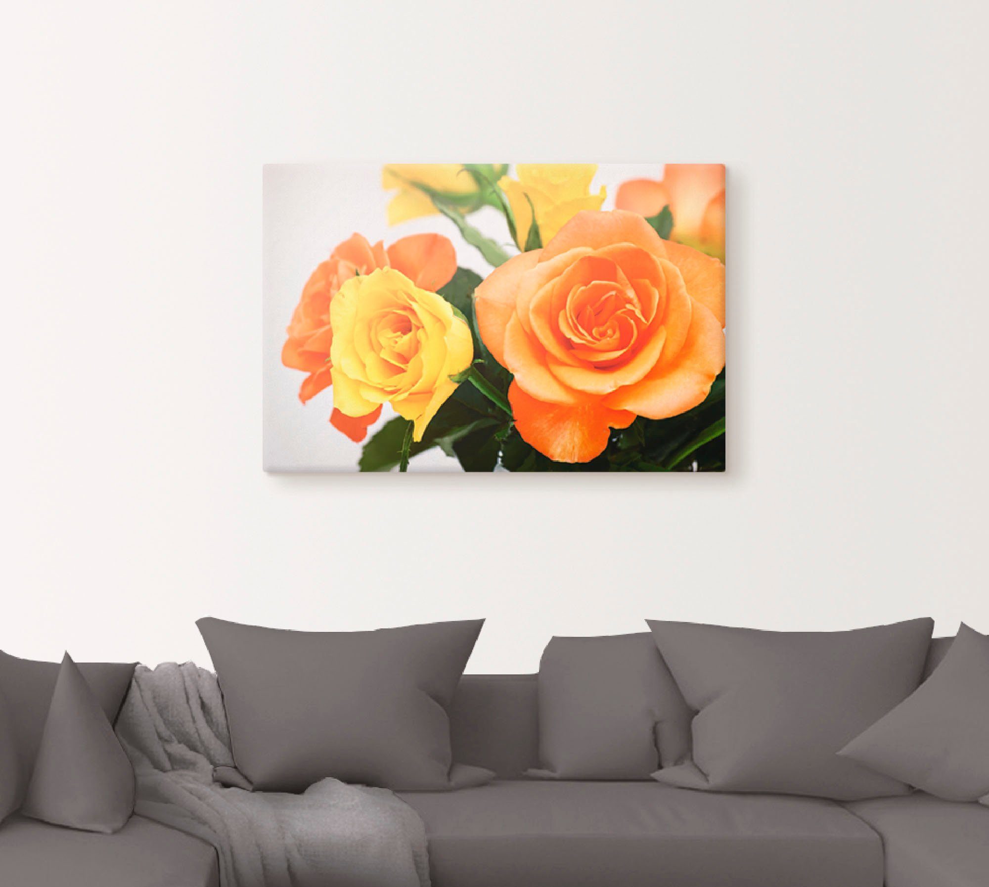 Artland Leinwandbild Rosenstrauß, Blumen (1 St), auf Holzrahmen gespannt