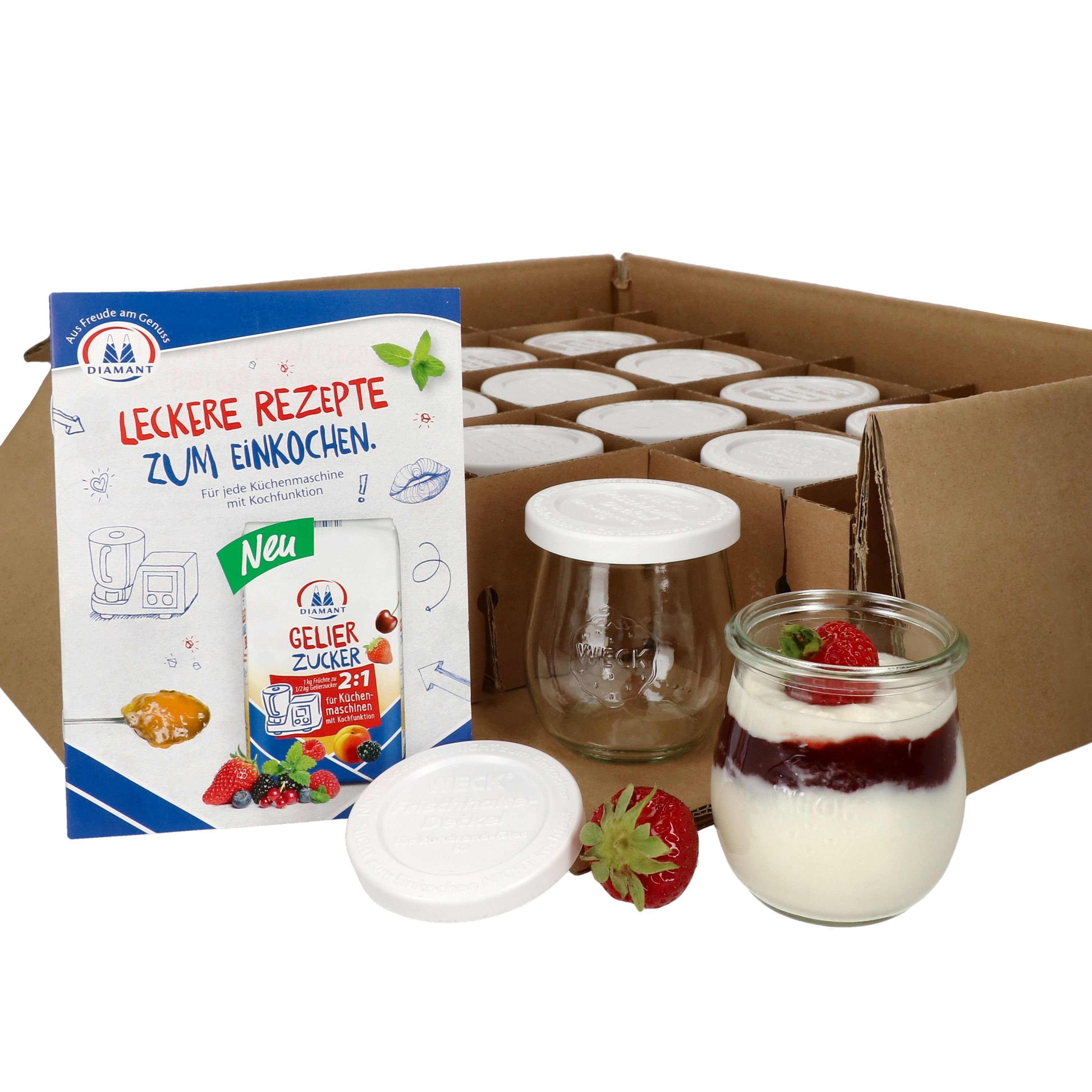 Einmachglas MamboCat 12er Set Weckgläser Tulpenglas mit Frischhalte-Deckel 220ml