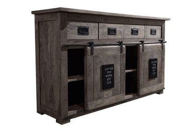 Massivmoebel24 Sideboard Sideboard Mango 150x45x90 grau lackiert RAILWAY #220