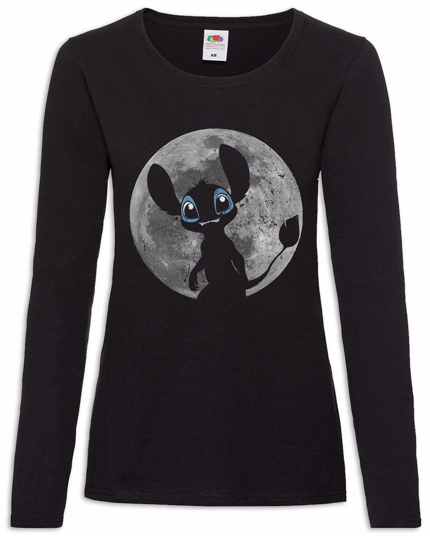 Langarmshirt 626 Moon Damen Langarmshirt Mond Lilo Pelekai Nani Stitch Sci-Fi Kult