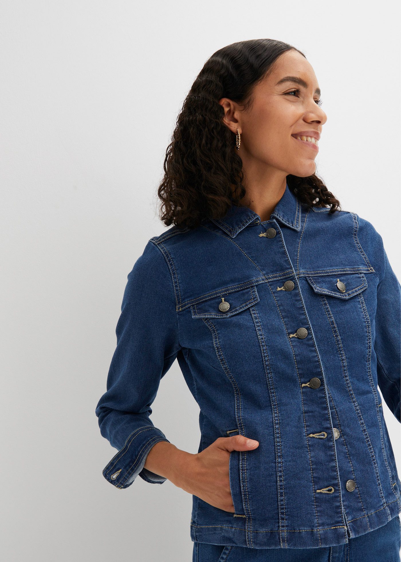 bonprix Jeansjacke bequeme Passform, mit Brust- und Eingriffstaschen günstig online kaufen