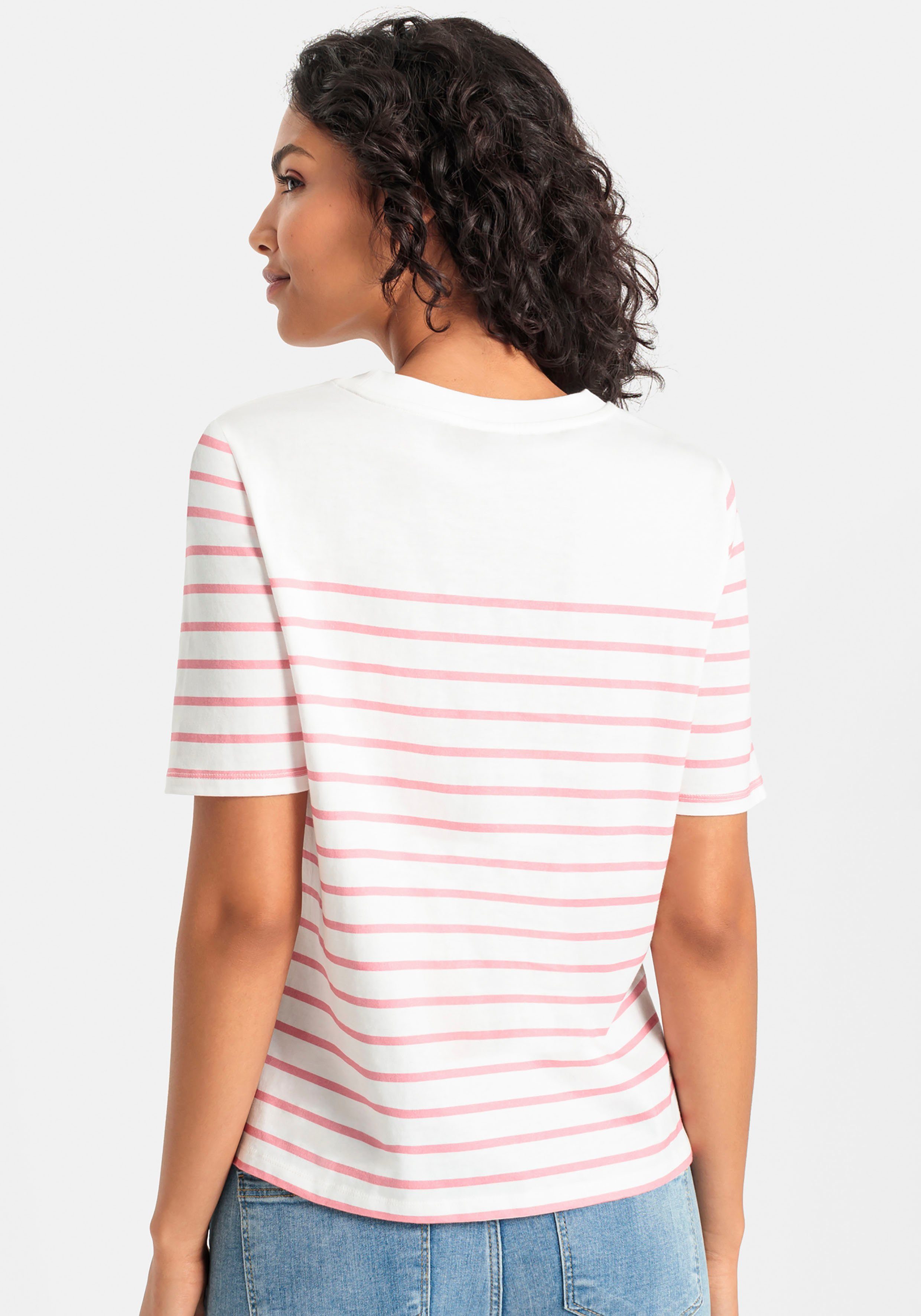 weiß-rosé gestreift T-Shirt Streifen mit LASCANA