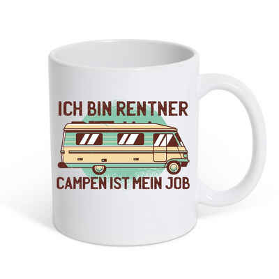 Youth Designz Tasse Ich bin Rentner Campen ist mein Job Kaffeetasse Geschenk, Keramik, mit lustigem Motiv