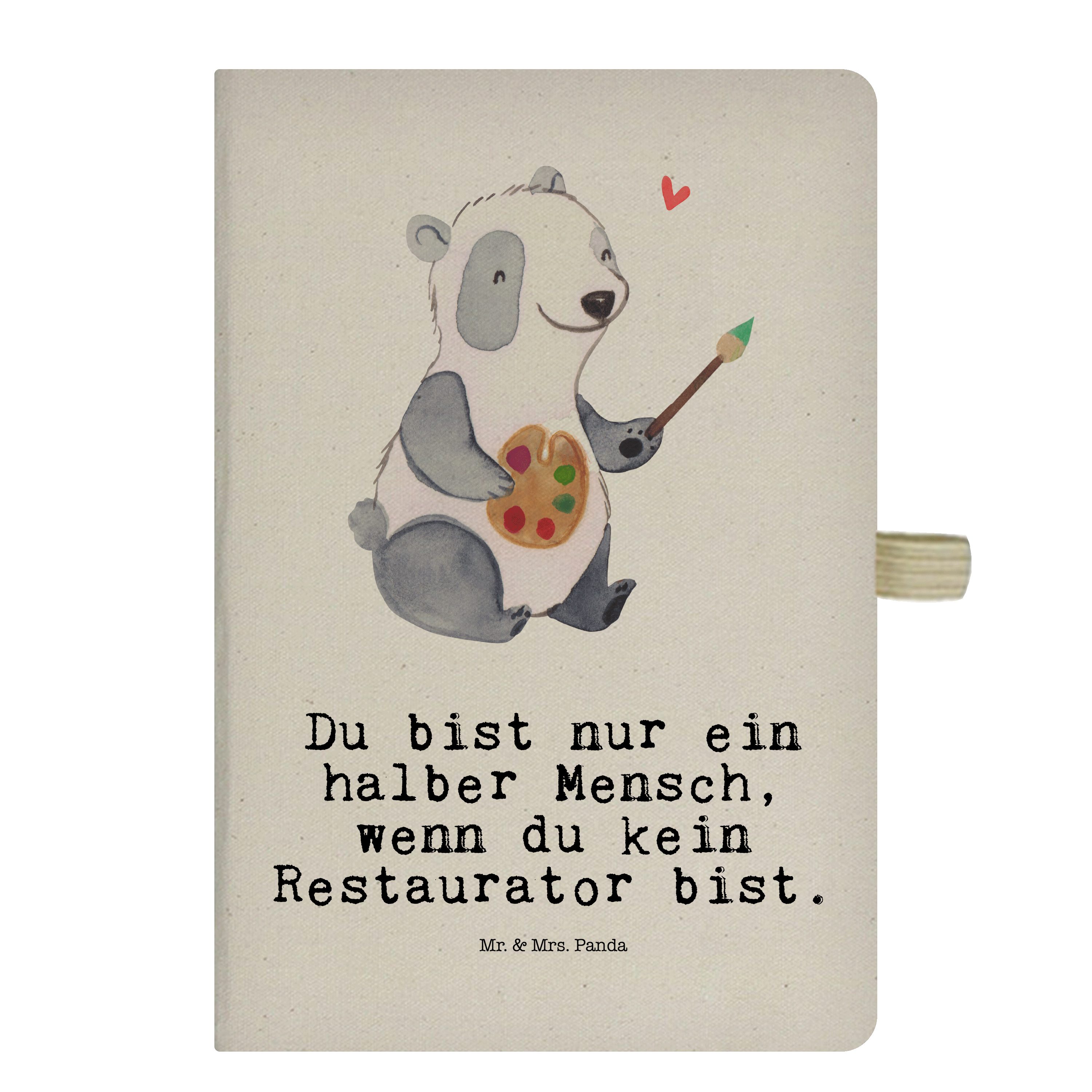 Mr. & Mrs. Panda Notizbuch Restaurator mit Herz - Transparent - Geschenk, Schenken, Dankeschön, Mr. & Mrs. Panda