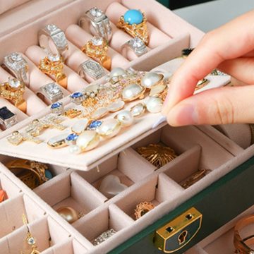 AquaBreeze Schmuckkasten Ohrring- und Halsketten-Aufbewahrungsbox, 2 Lagen Schmuckbox (1 St), 23*17*10cm