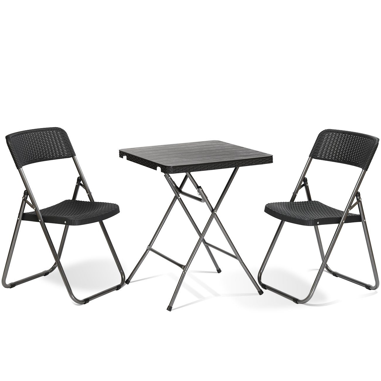 Sekey Balkonset Balkonmöbel Set Kleiner Balkon 2 Personen Bistro-Set Klappbar Rattan, (3-tlg), 2x Polyrattan Klappstuhl mit 200 kg und Klapptisch mit 50 kg Tragkraft