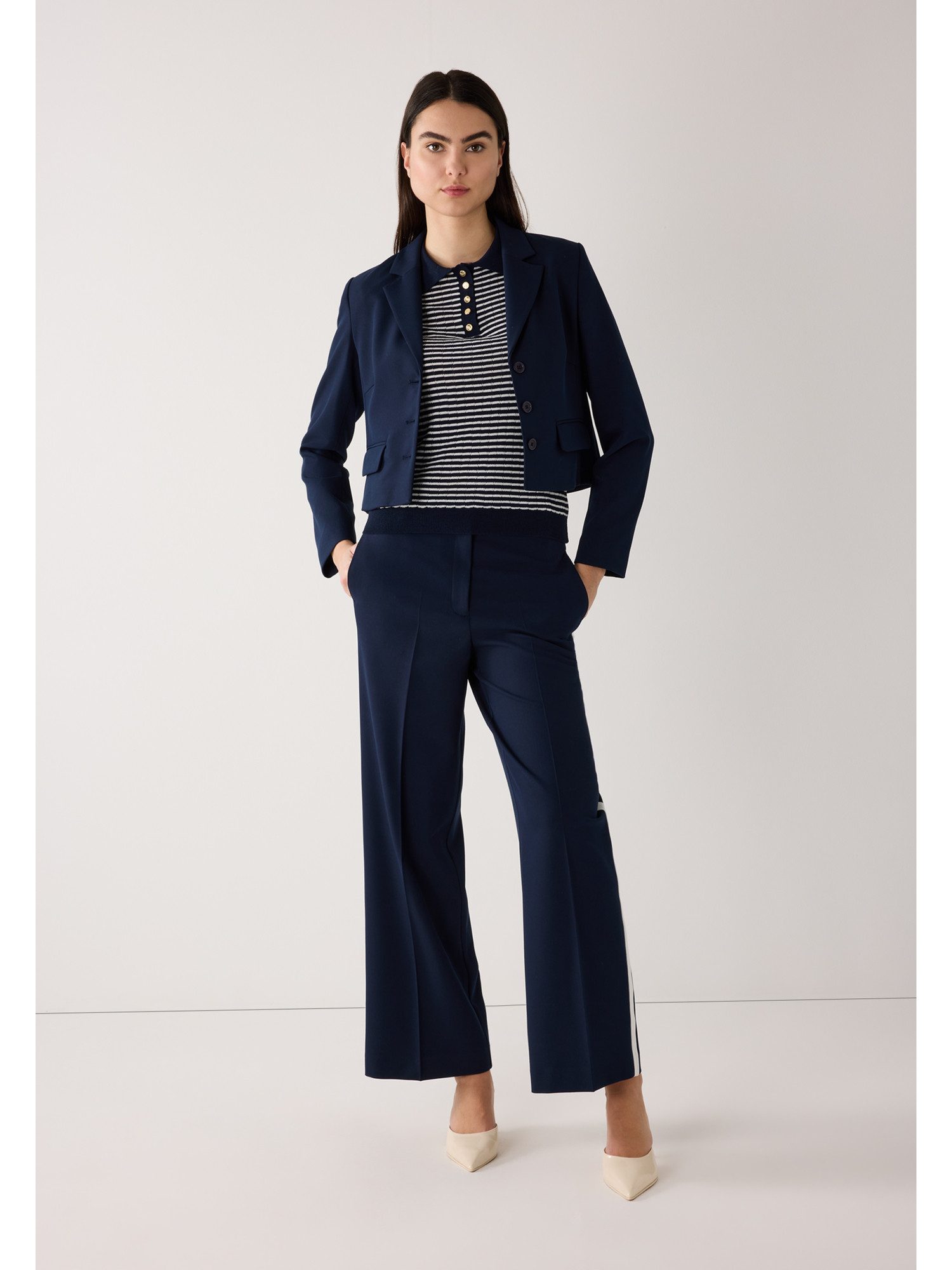 MORE&MORE Stoffhose trendige Hose, Galon-Streifen