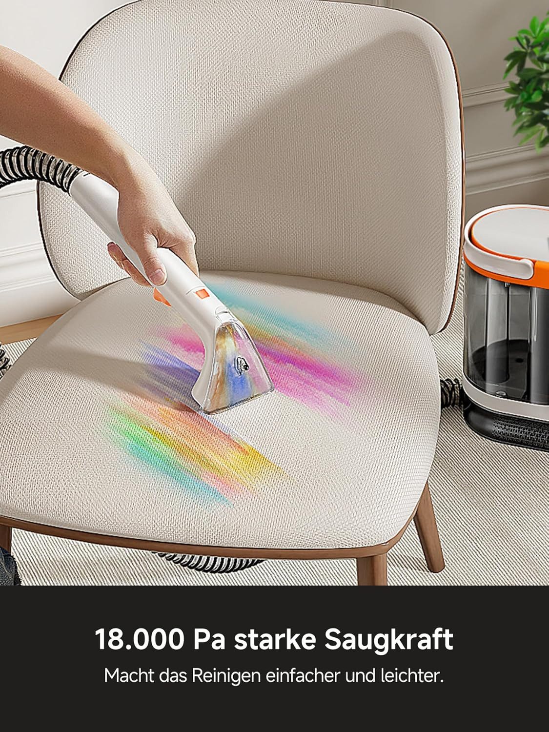 UWANT Teppichreinigungsgerät B300 PRO Waschsauger Teppichreiniger, 600W 18kPa Polsterreiniger, 600 W, mit Beutel, mit Reinigungsmittel & Fugenbürste, für Teppich, Sofa, Polster, Auto