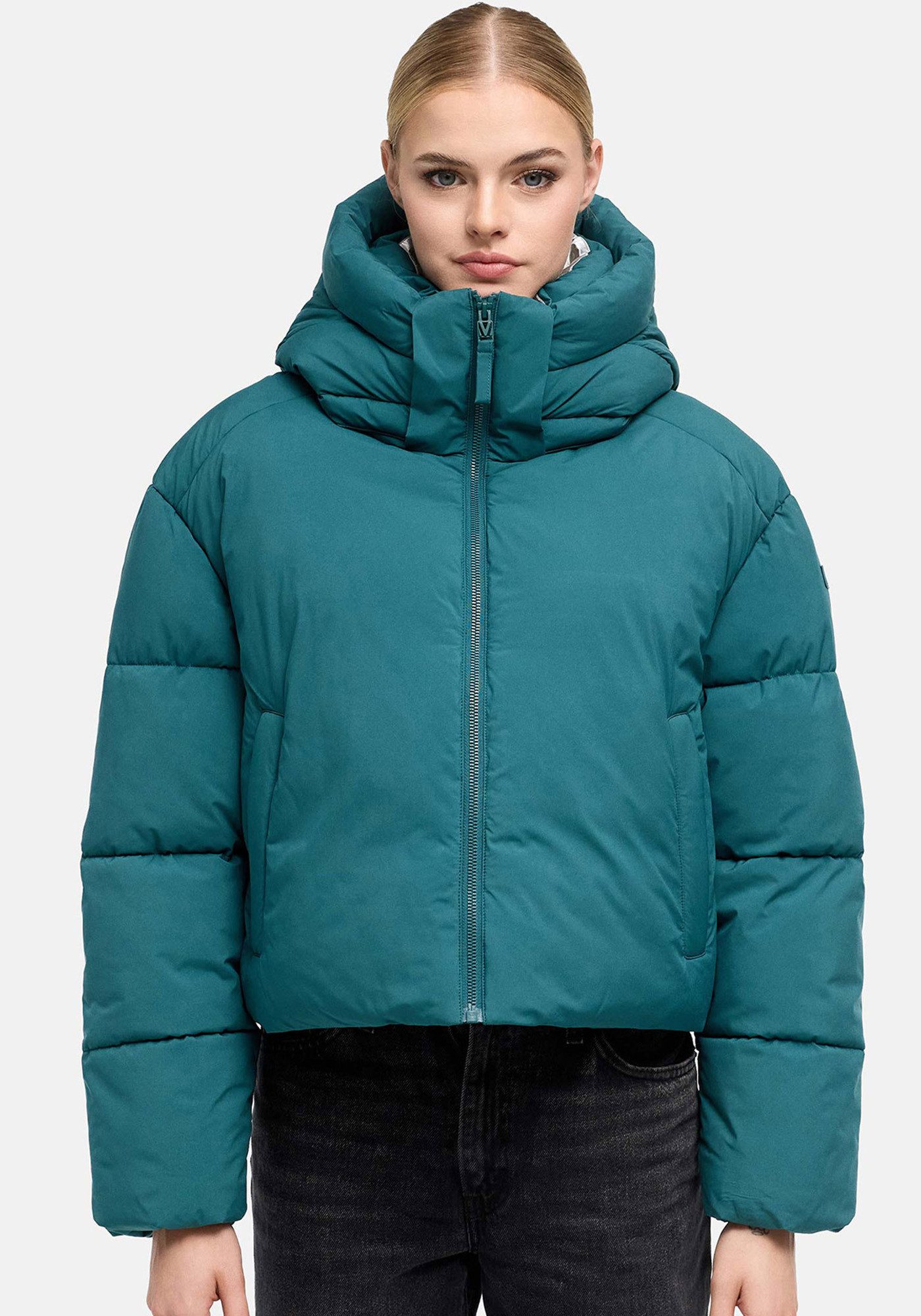 Marikoo Winterjacke Zilvaa Damen Steppjacke mit Kapuze in Daunenoptik warm und leicht