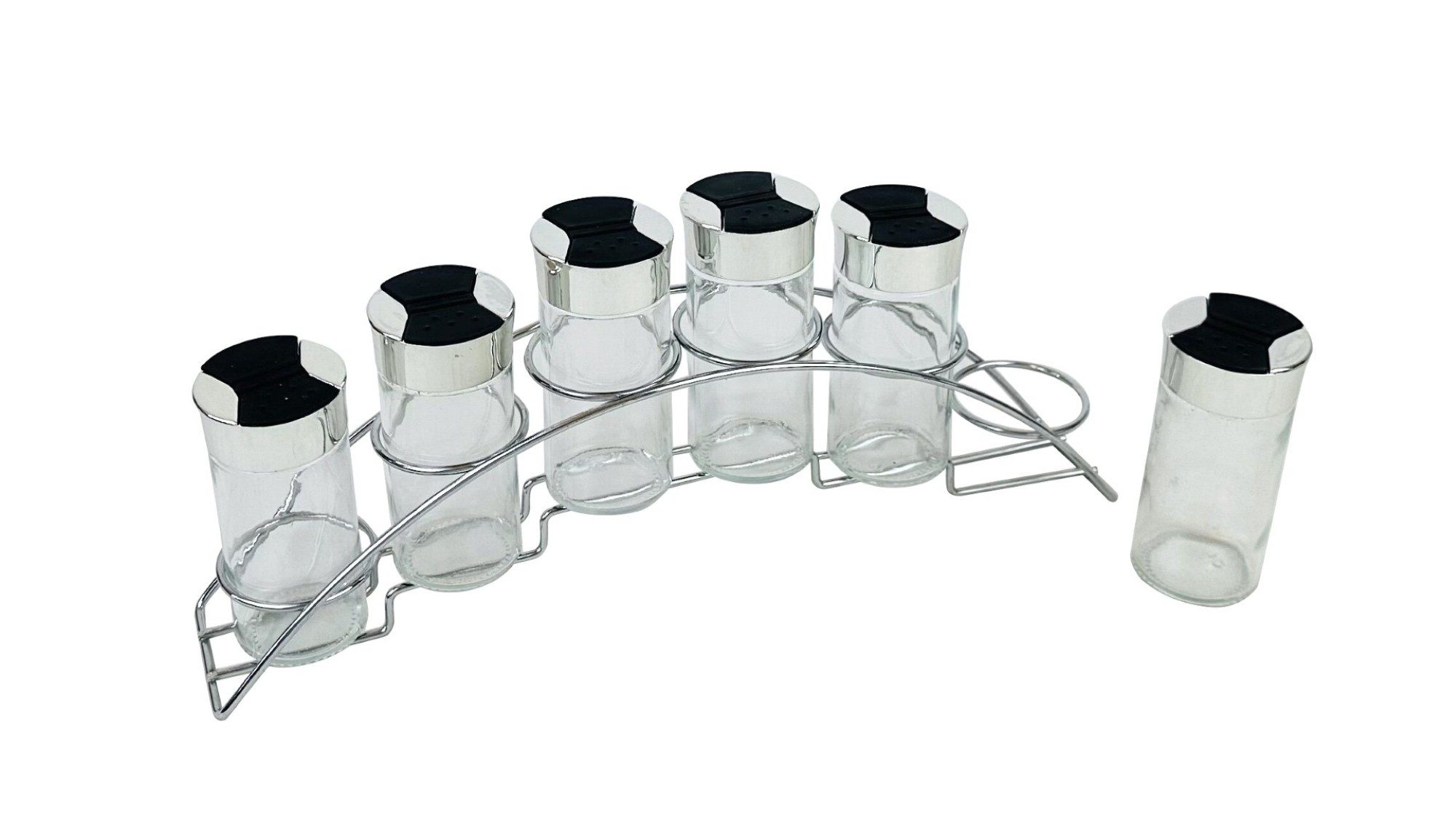 Cheffinger Gewürzständer 6-teiliges Set mit 90ml – Glas & Edelstahl Streuer für Ihre Gewürze, (6-tlg)