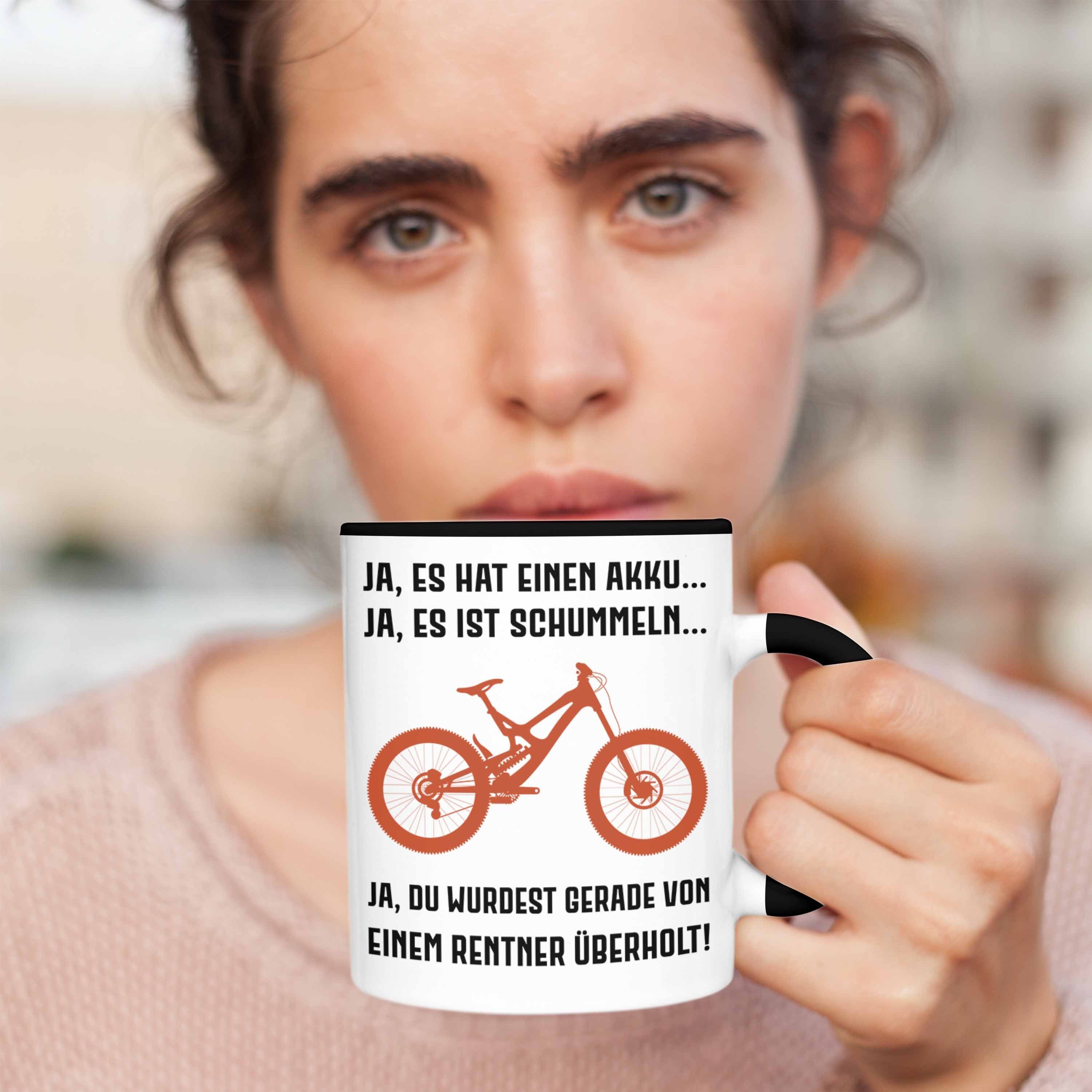 Schwarz Sprüche Geschenk mit Ebike Tasse Spruch Rentnerin Rentner Trendation Kaffeetasse Tasse Lustige - Trendation Elektrofahrrad E-Bike Geschenke