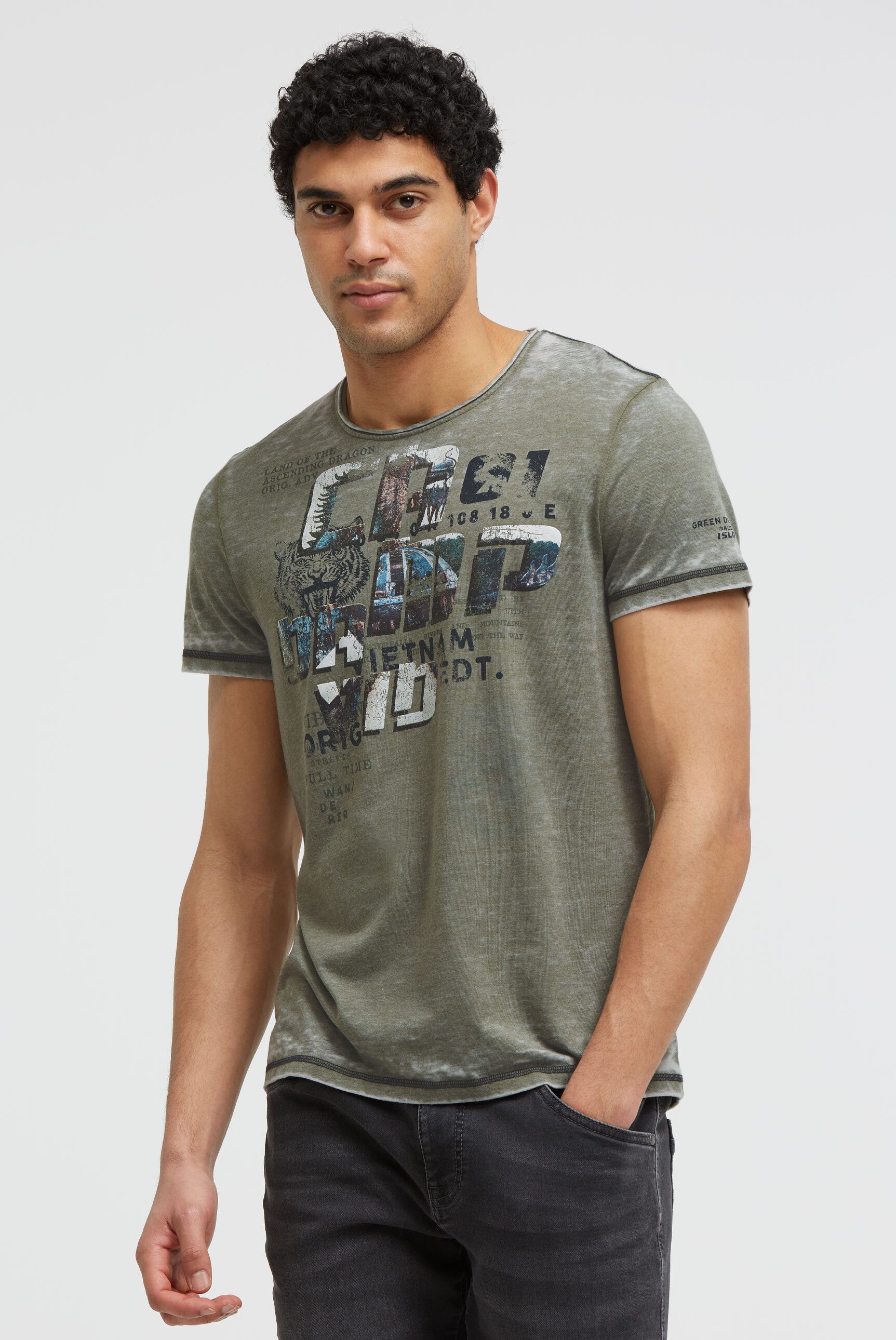 CAMP DAVID Rundhalsshirt mit Ausbrenner-Effekten