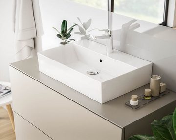 einfachgutemoebel Aufsatzwaschbecken Aufsatz-Waschbecken Bath-O-Line 60 x 42cm, Keramik, weiß
