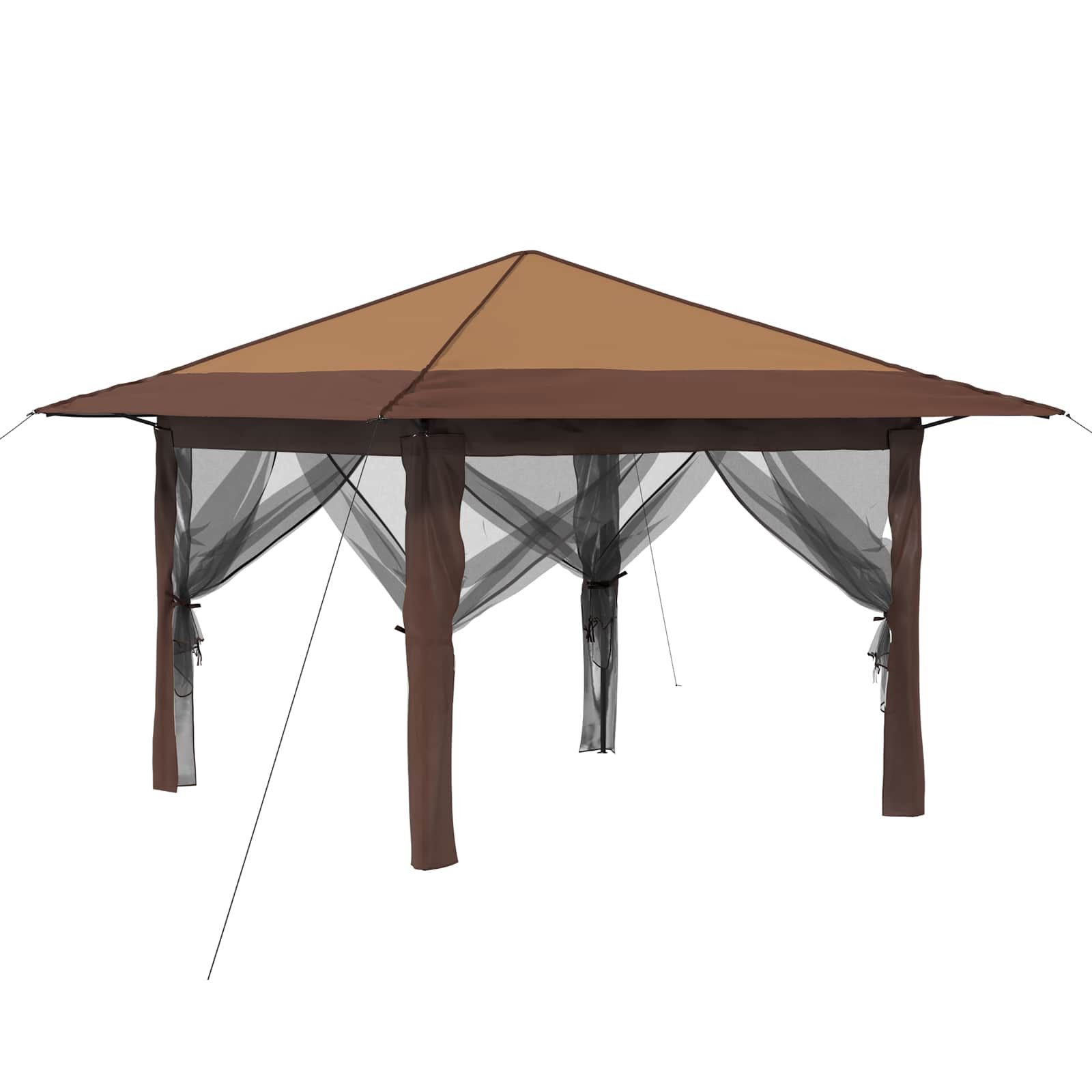 vidaXL Partyzelt Gazebo mit 4 Seitenwänden 3,3 x 3,3 m Beige und Braun