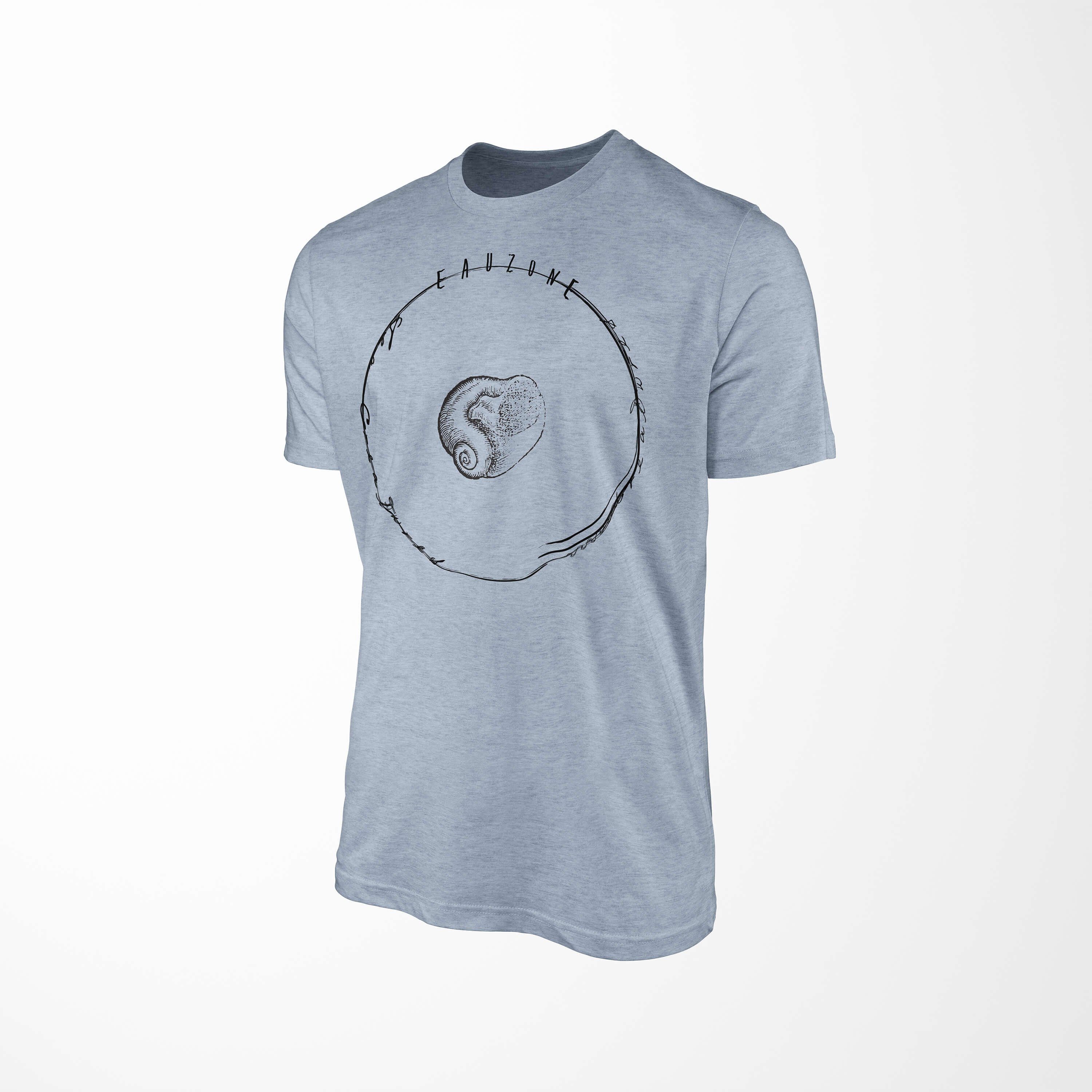 003 Fische Sea Struktur feine T-Shirt / Schnitt Stonewash Serie: sportlicher T-Shirt Sea Creatures, Denim und Sinus Art - Tiefsee