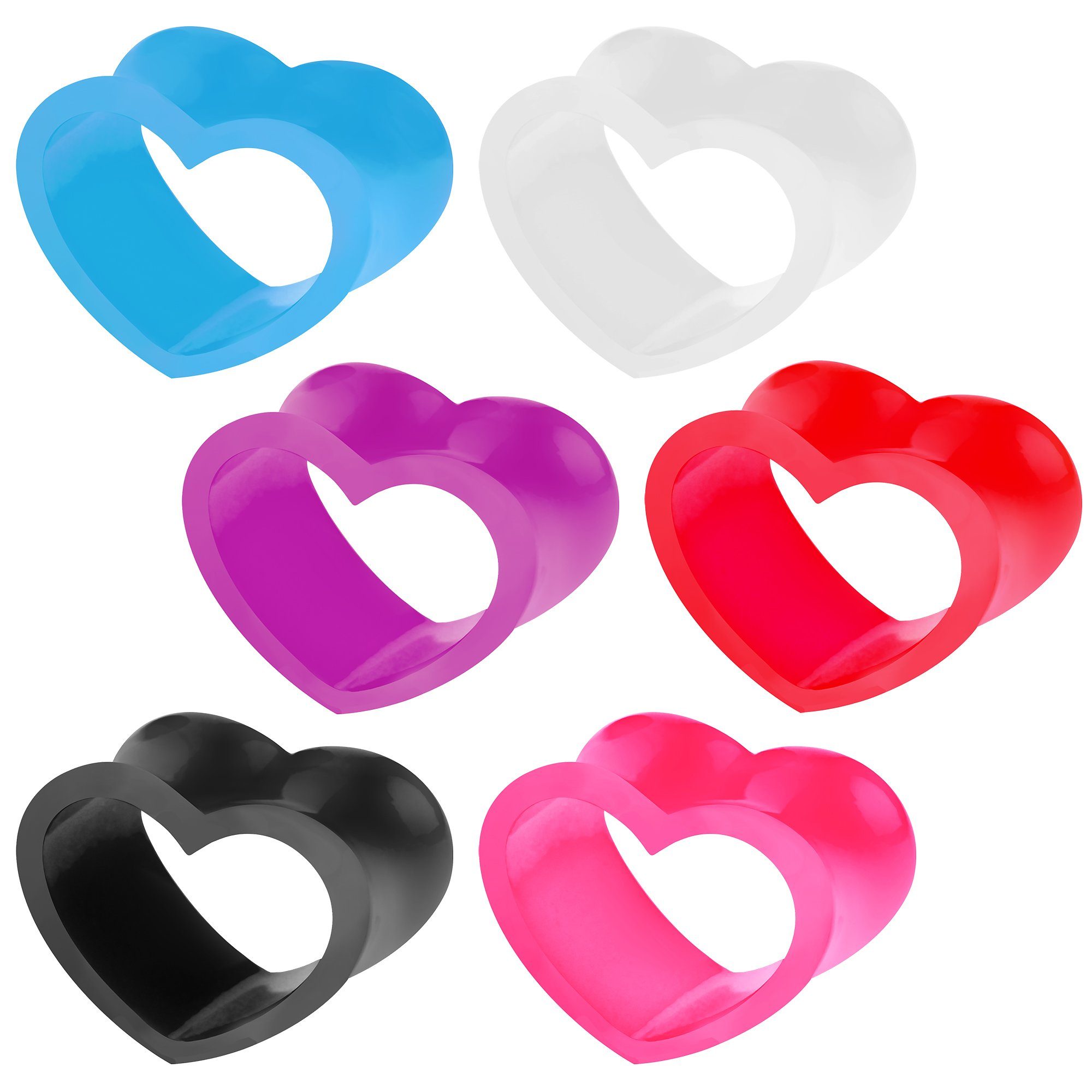 Taffstyle Plug Piercing Silikon Motiv Form Herz Double Flared, Flesh Tunnel Ohr Piercing Plug Silikon Motiv Form Herz Double Flared