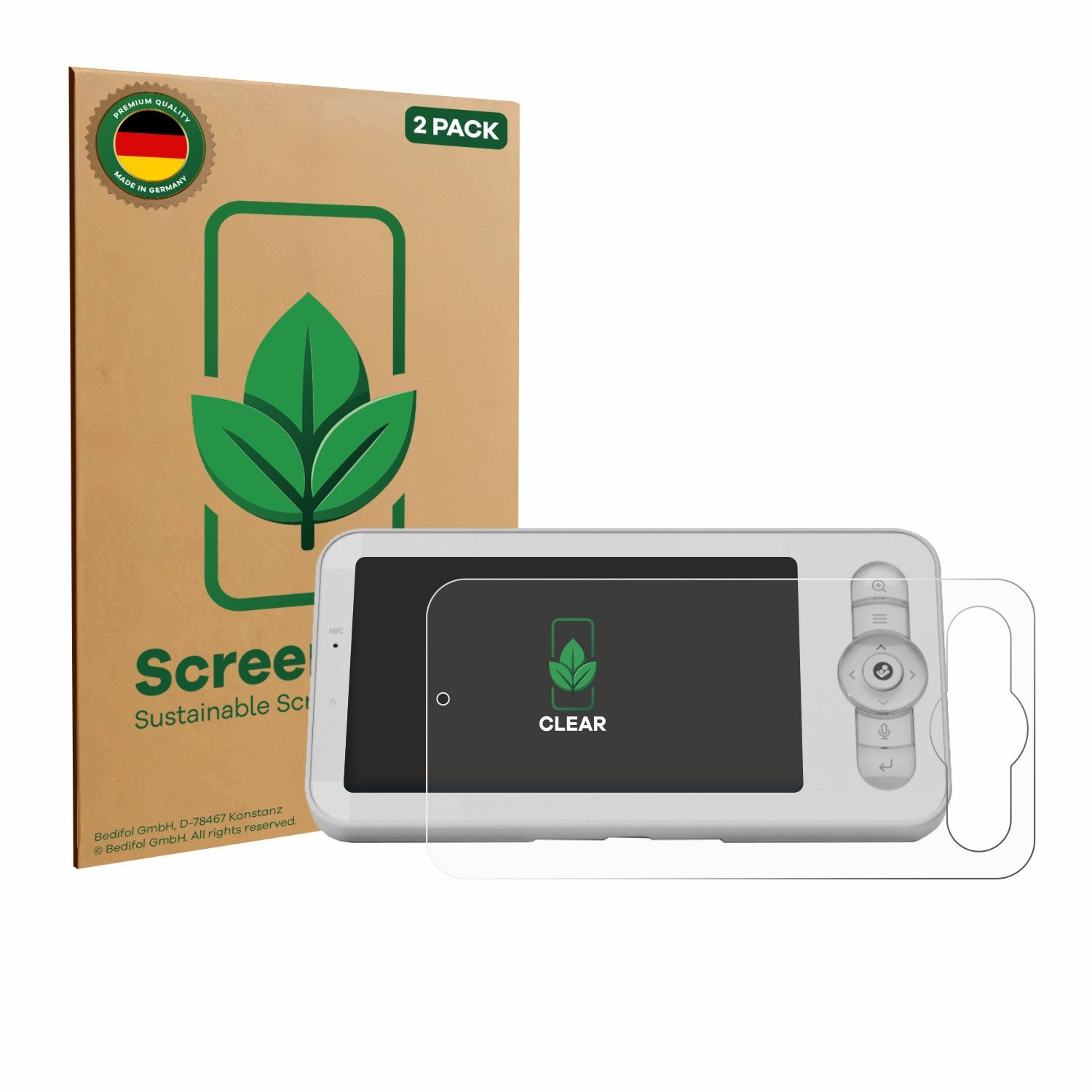 ScreenLeaf Displayschutzfolie Schutzfolie für Maxi-Cosi See Pro Babyphone, 2 Stück, nachhaltiger Displayschutz Schutz Folie Klar Transparent