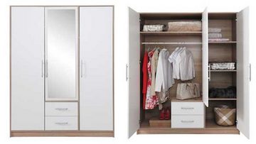 Feldmann-Wohnen Kleiderschrank Smart (1-St) 3-teilig weiß Sonoma Eiche