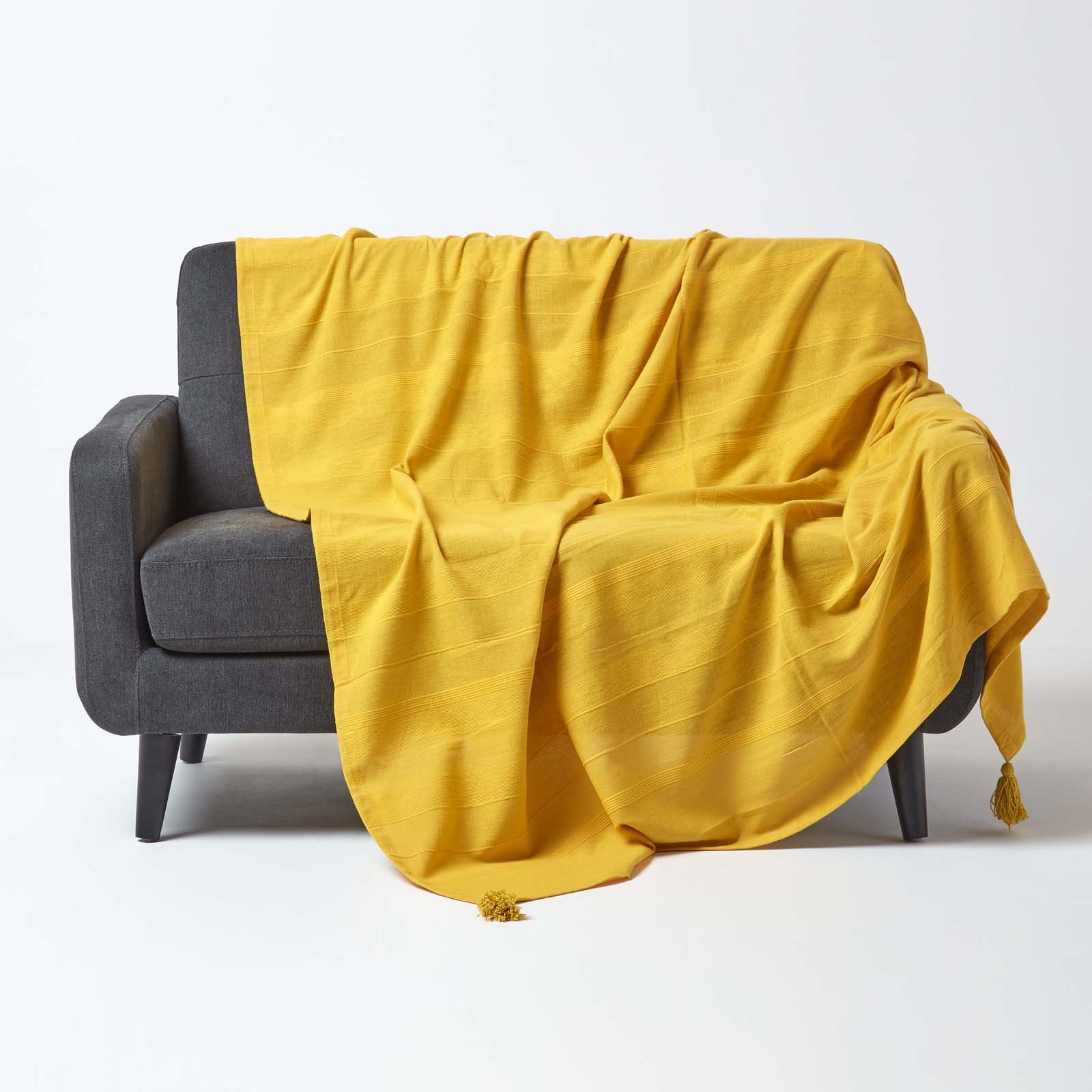 Plaid Tagesdecke Rajput, 100% Baumwolle, gelb, günstig online kaufen