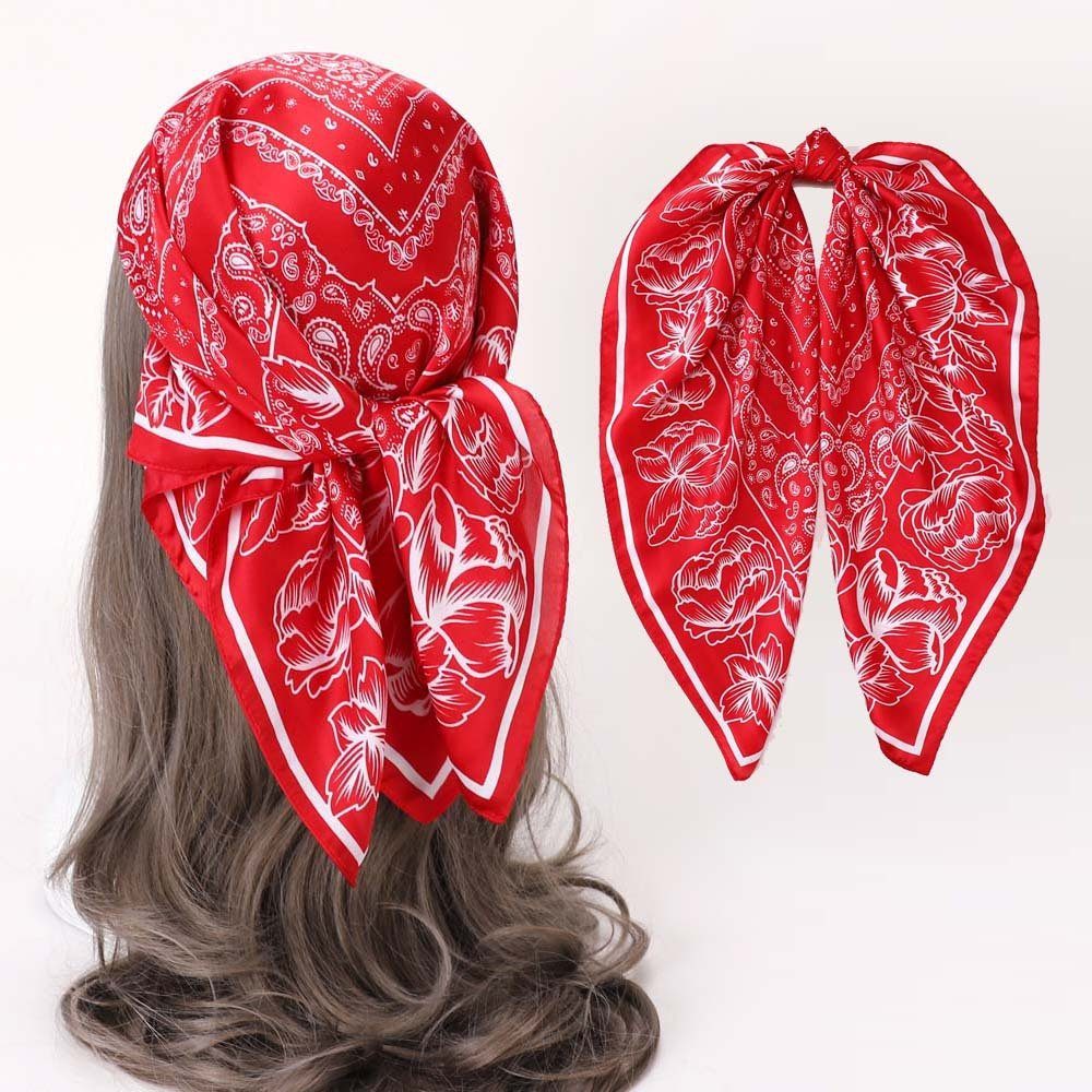 GLAMO Kopftuch Schal Damen Seidenschals Für Frauen Mode Kopftuch 70x70cm Rot
