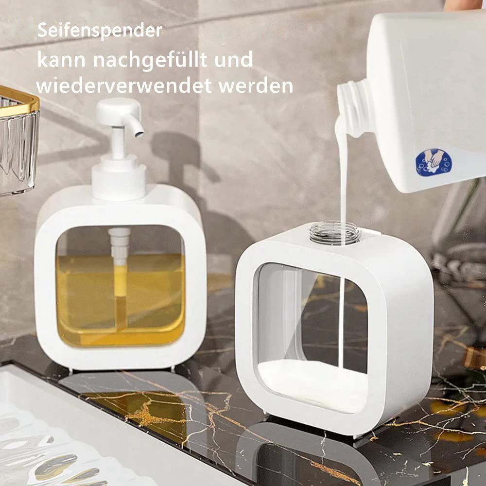 Weiß(500ML) mit Seifenspender Seifenspender, wasserdichten Spender und GelldG Pumpe Etiketten
