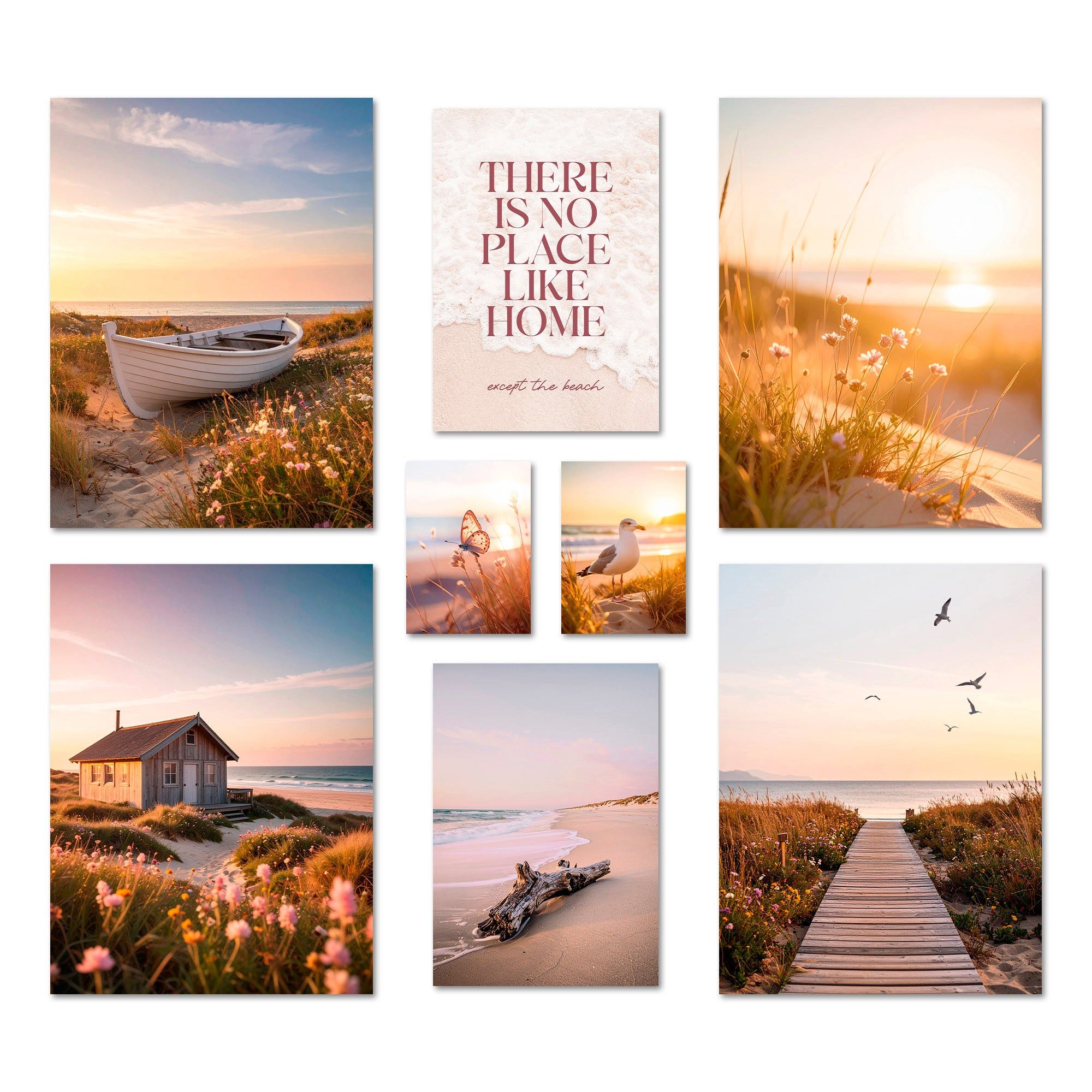 ARTFAVES Bilder-Collage Poster Set Vintage Sea Summer I mehrteilige Bilderwand I Wandbilder So, (Wandbilder modern, 8 St)
