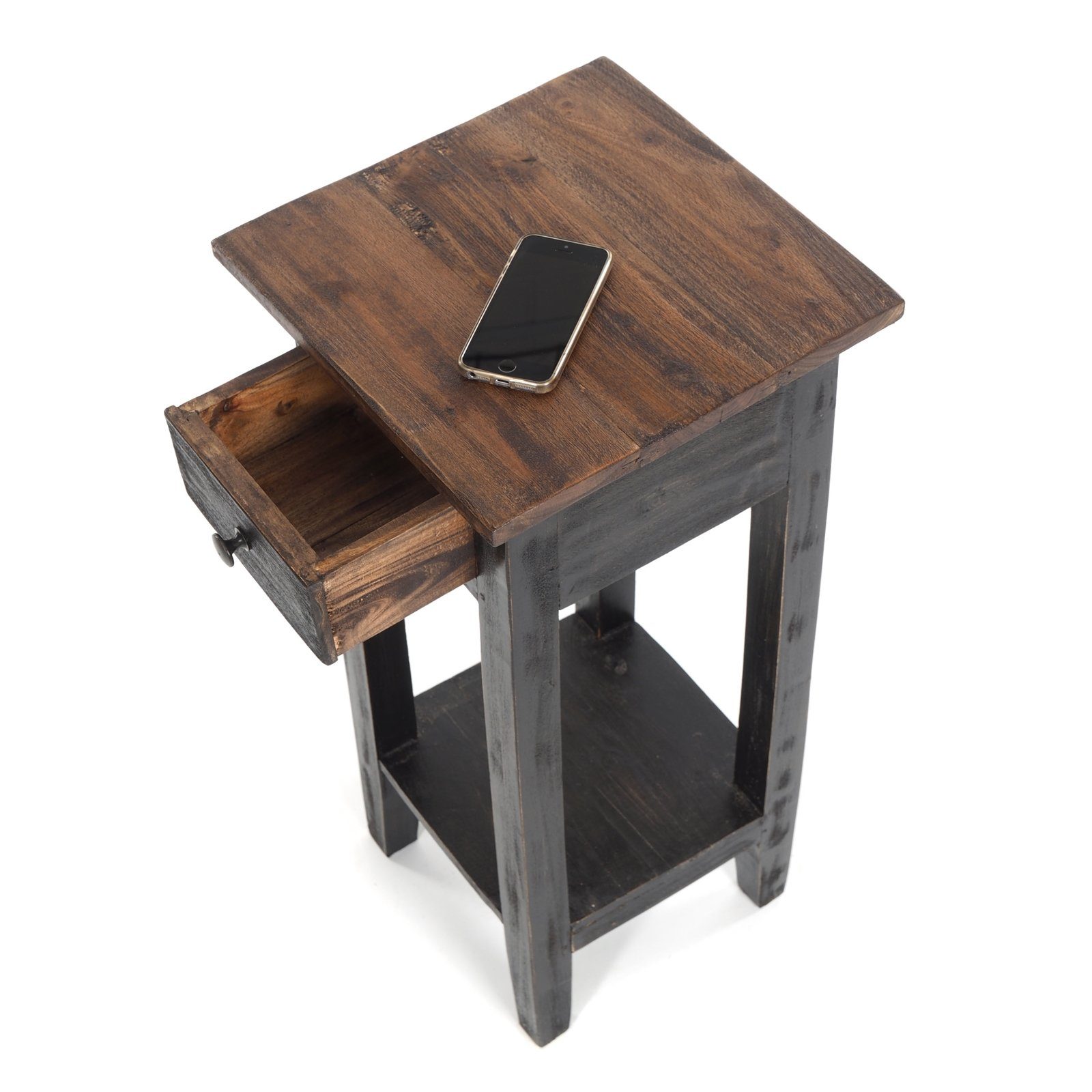 DESIGN DELIGHTS Telefontisch TELEFONTISCH "DRAWER 65", Altholz massiv, 65x31x31 cm, Beistelltisch