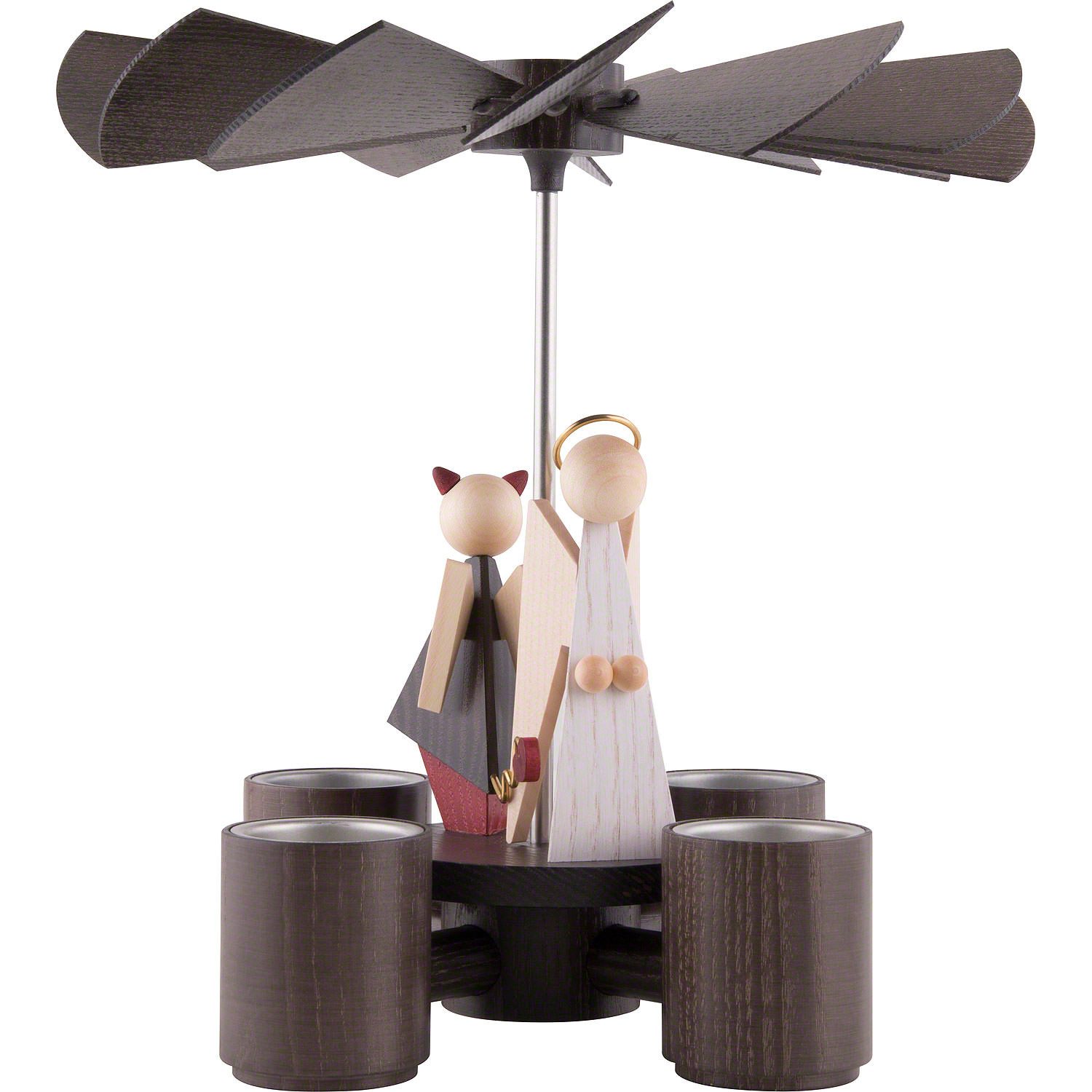 KWO Kunstgewerbe Werkstätten Weihnachtspyramide 1-stöckige Pyramide Engelchen & Teufelchen (26cm) von KWO