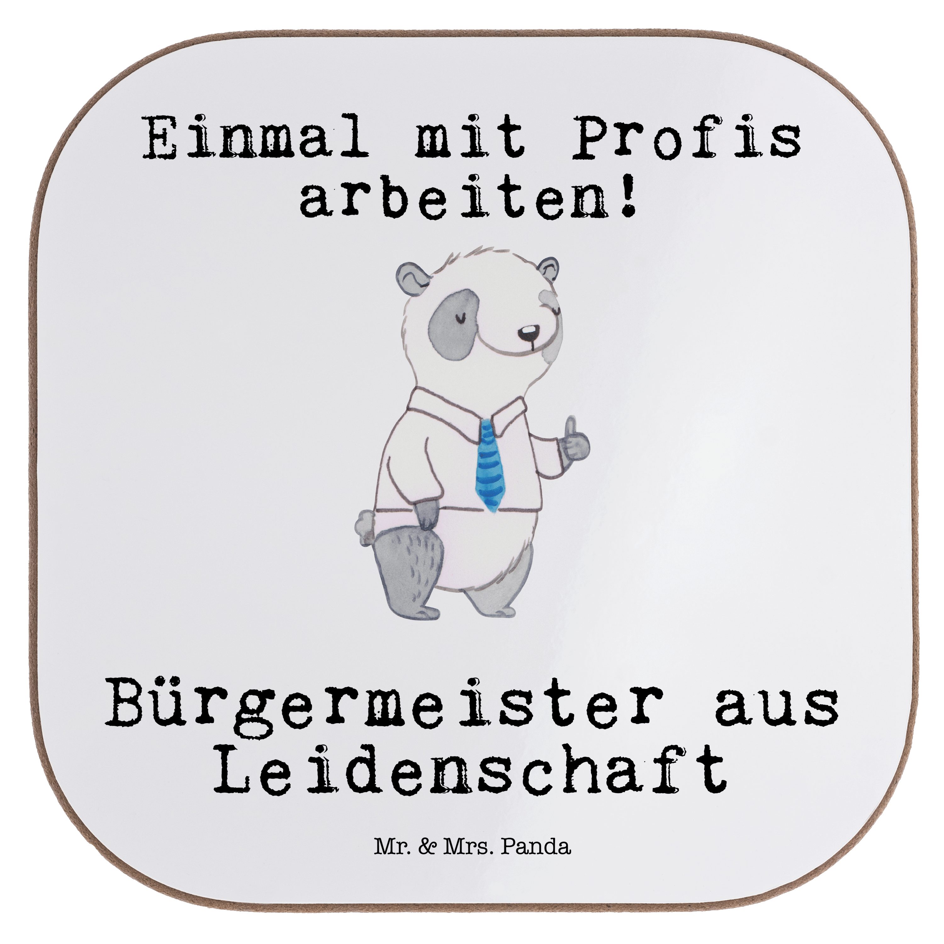 Panda 1-tlg. Bierdeckel, Bürgermeister - aus Danke, & - Mrs. Mr. Geschenk, Weiß Leidenschaft Getränkeuntersetzer