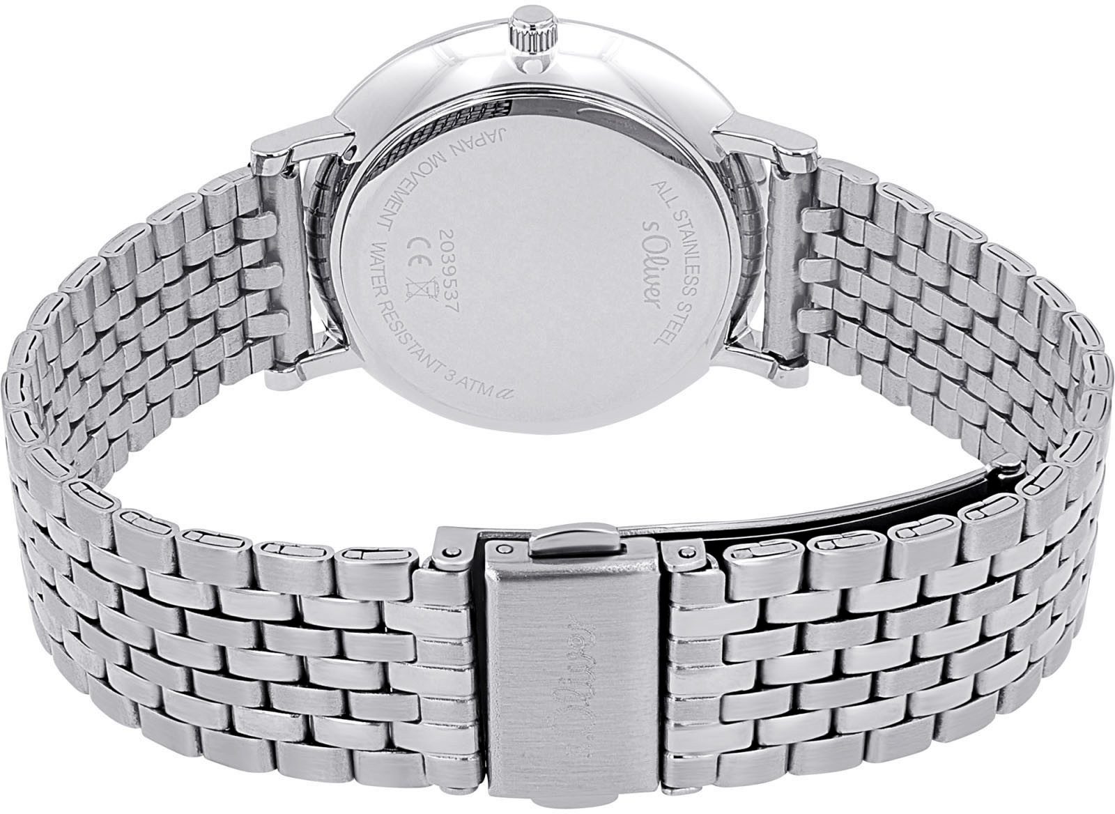 s.Oliver Quarzuhr 2039537, Armbanduhr, Damenuhr, Edelstahlarmband, günstig online kaufen