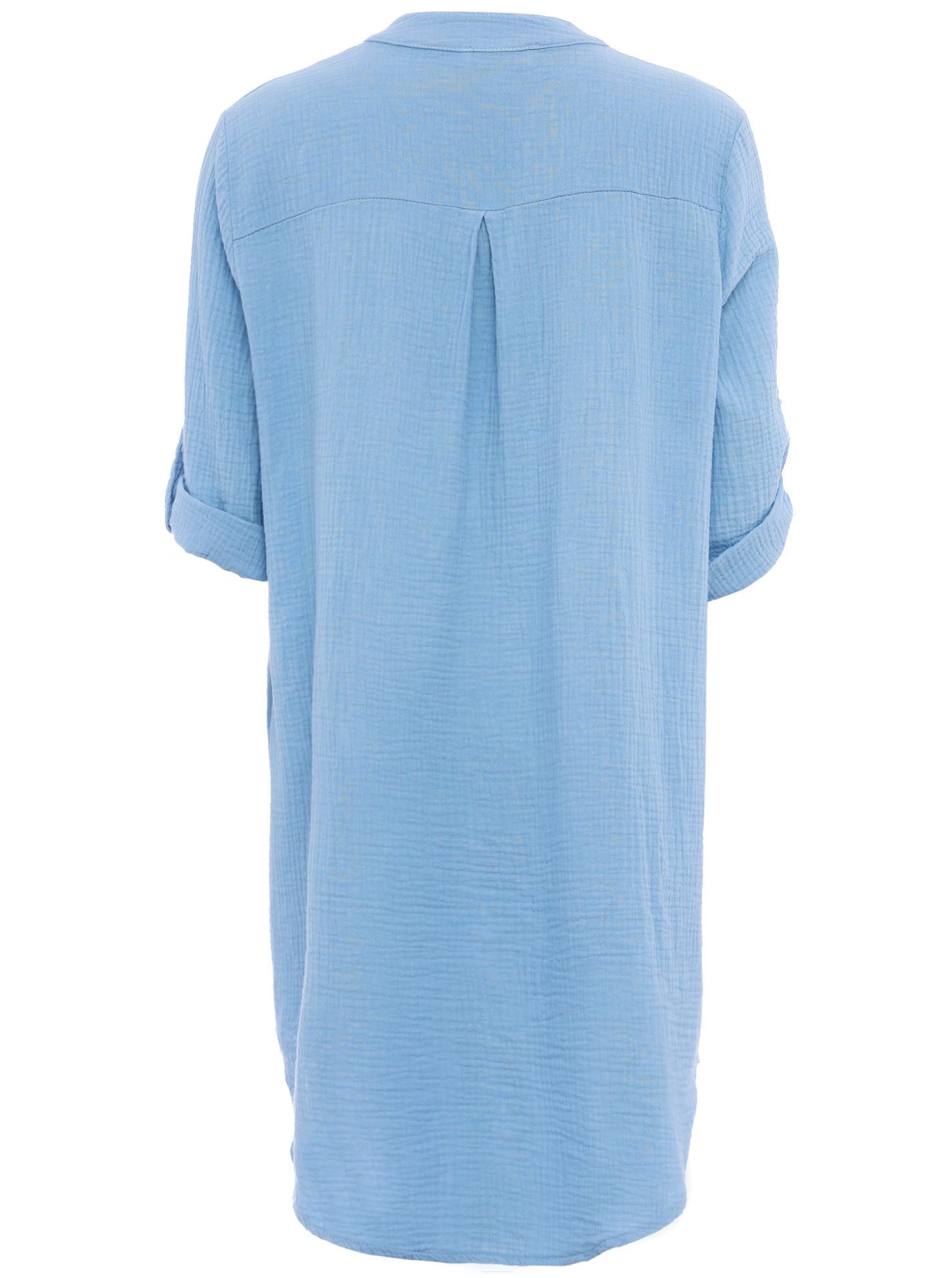 Zwillingsherz Schlupfbluse "Rom" verlängerte Rückenpartie, V-Neck, Turn-Up Ärmel, Musselin – Bild 4 von 5