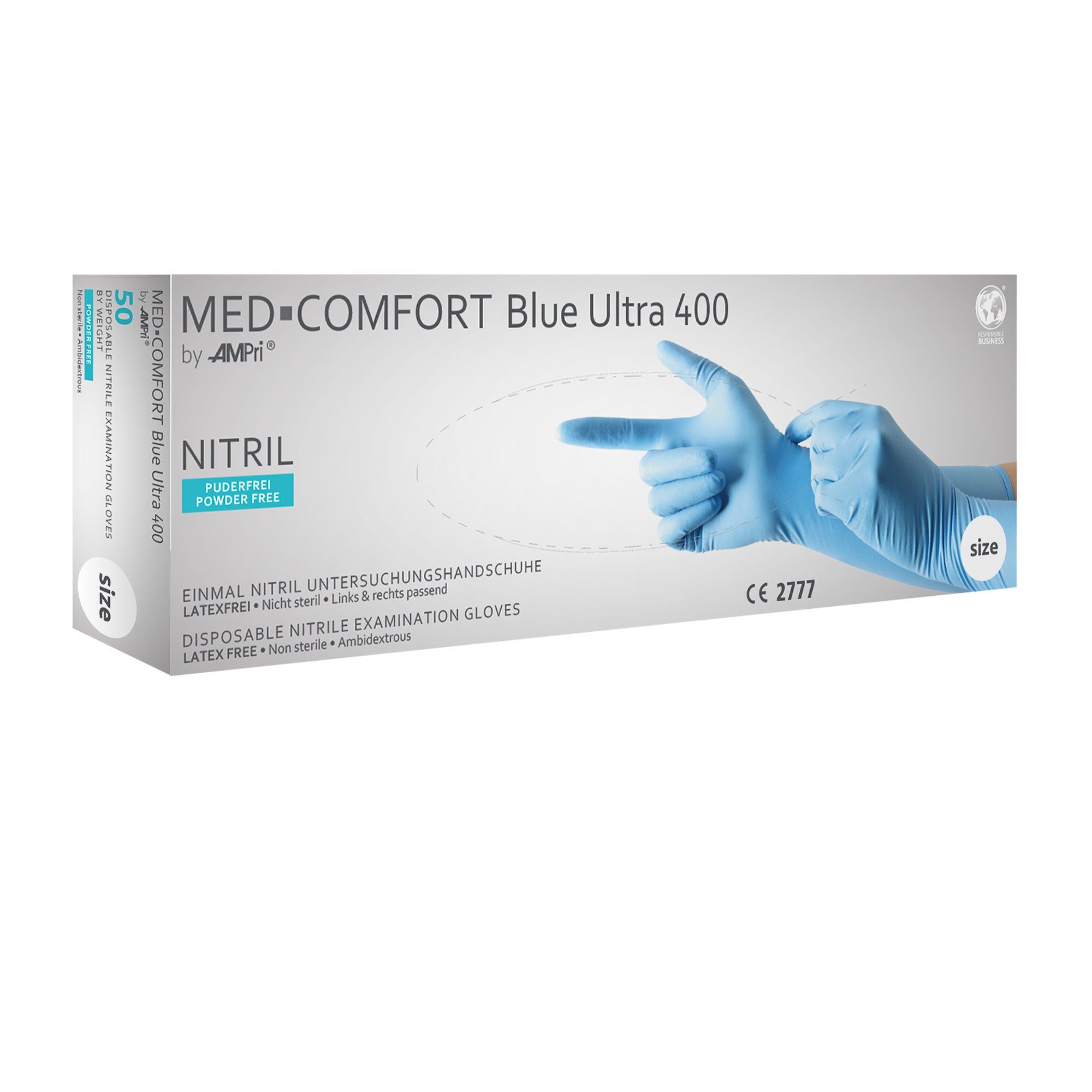 AMPri Nitril-Handschuhe MED-Comfort Blue Ultra 400 - Nitril-Untersuchungshandschuh (50-St)