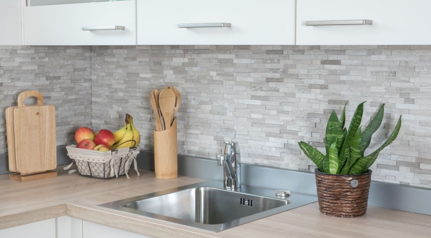 Mosani Mosaikfliesen Splitface Marmor Mosaik Steinwand Naturstein Brick hellgrau Streifen – Bild 5 von 5