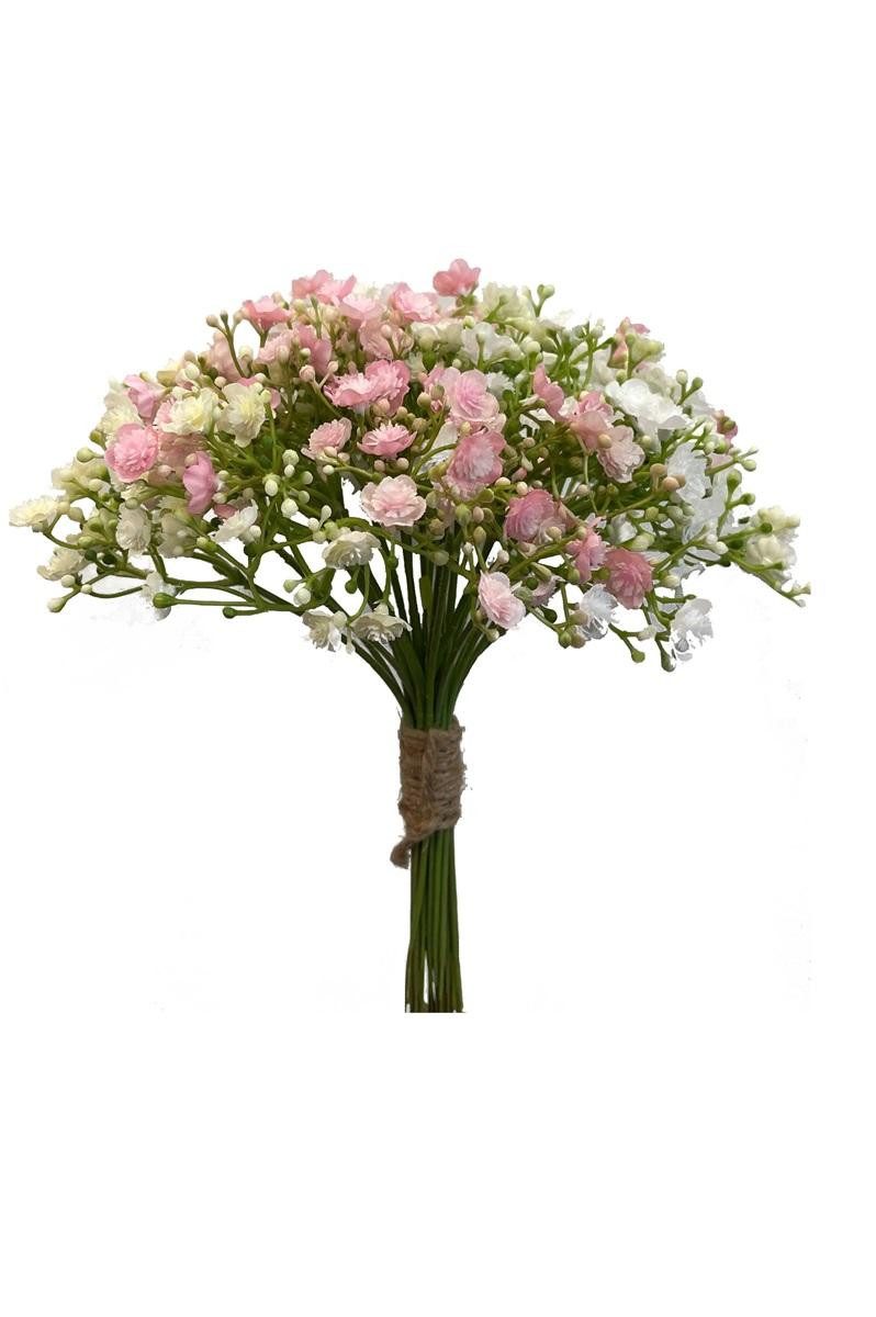 Kunstblumenstrauß Deko Schleierkraut Bund LITAGO, weiß-rosa, 23cm Schleierkraut, artplants, Höhe 23.0 cm