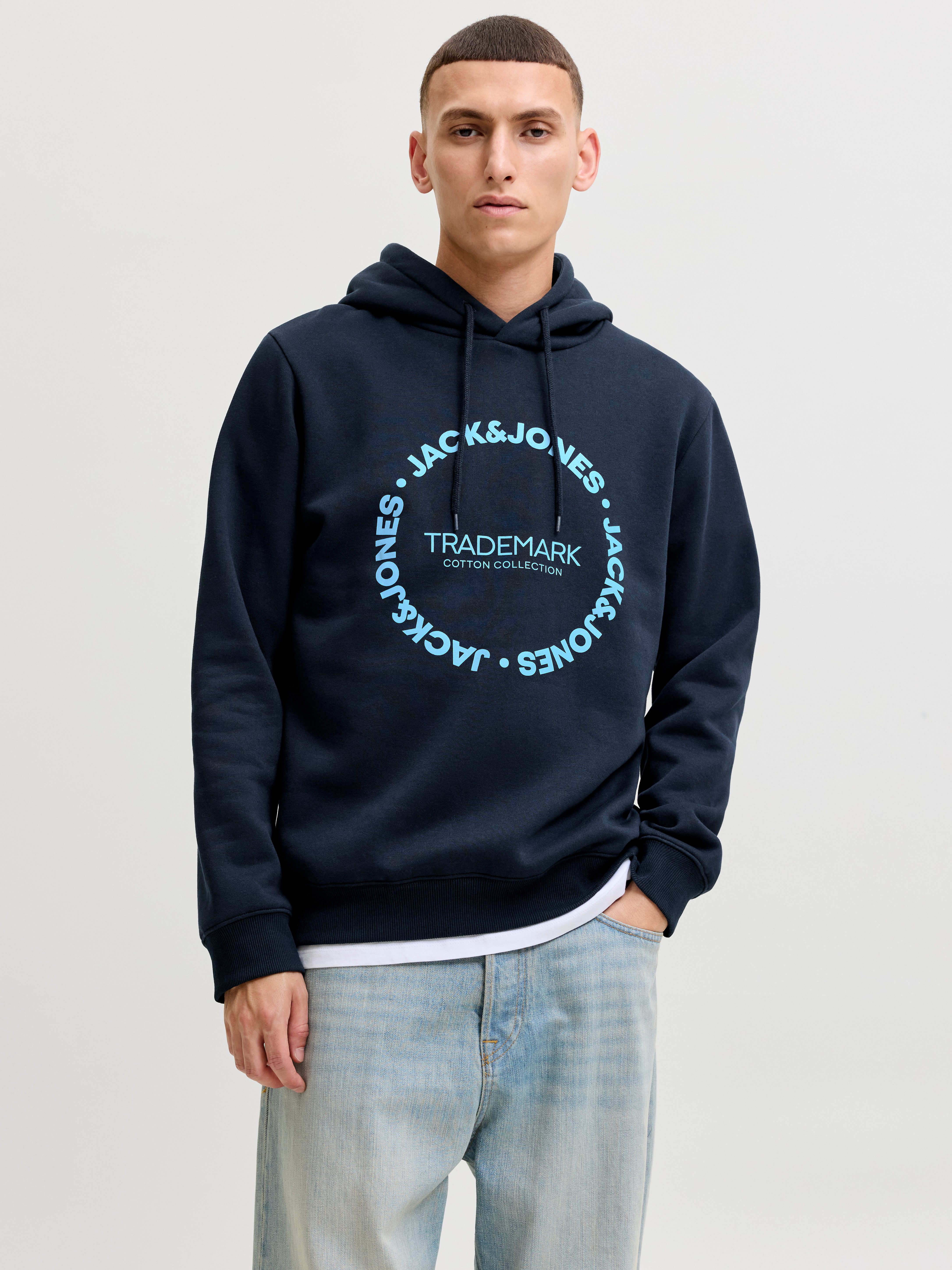 Jack & Jones Kapuzensweatshirt JJBENSON SWEAT HOOD Materialmix, regular fit