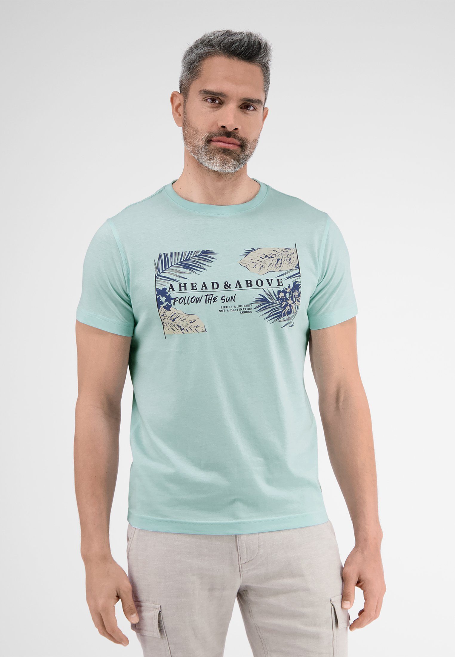 LERROS T-Shirt LERROS T-Shirt mit Design TINTED AQUA