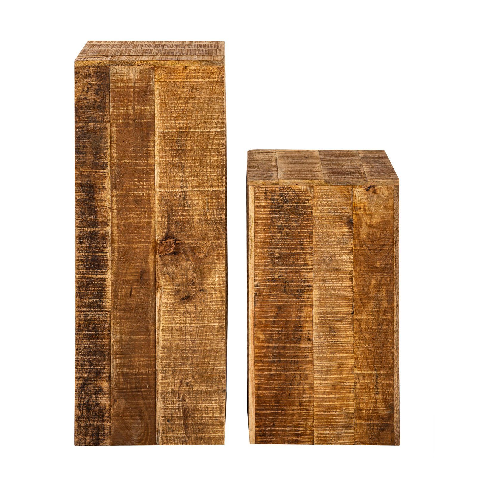 Casamia Blumenhocker Blumensäule Set 27x27cm 2 Stück Blumen Hocker Holz Mango Pflanzenständ (2er Set)