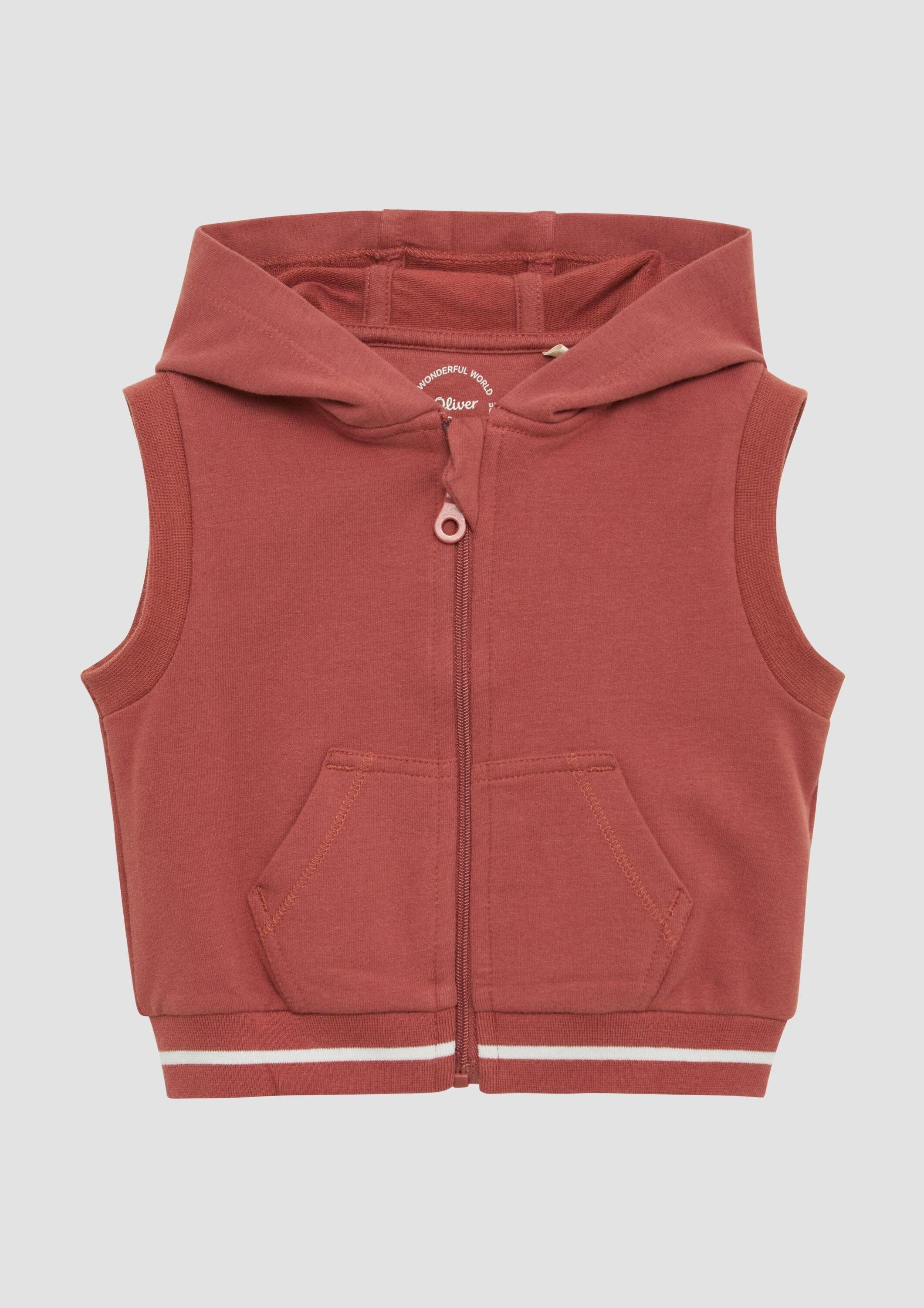 s.Oliver Funktionsweste Indoor-Weste Sweat-Weste aus Baumwollstretch mit Kapuze