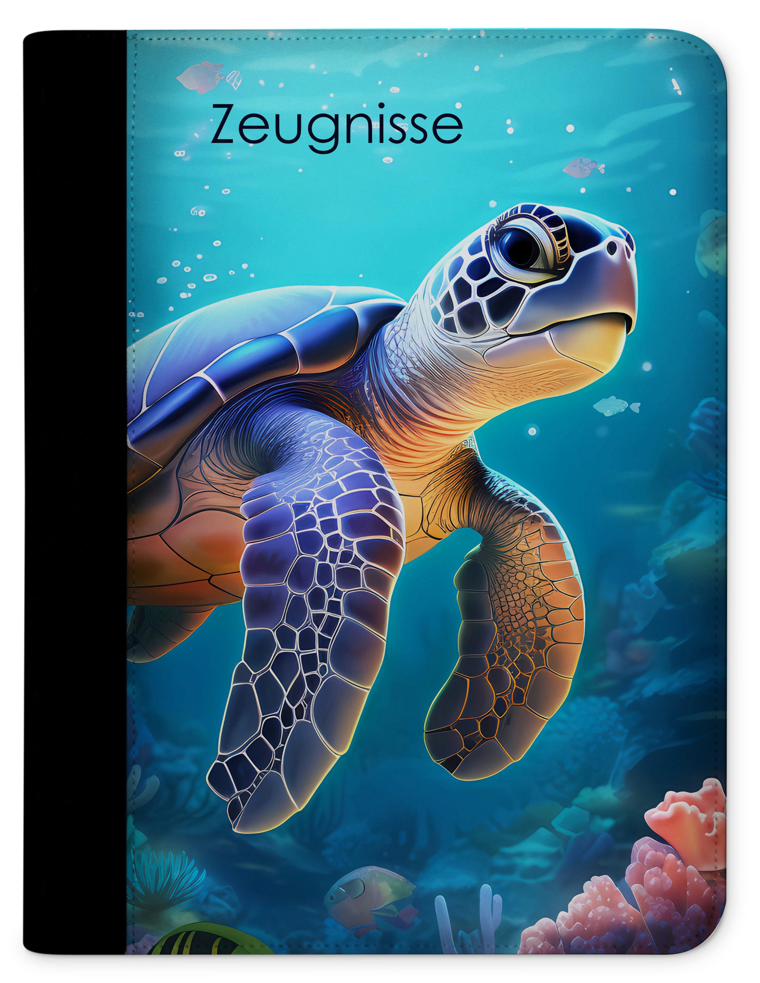Schreibmappe Kinder Zeugnismappe, Dokumentenmappe, Ordner A4, Schildkröte
