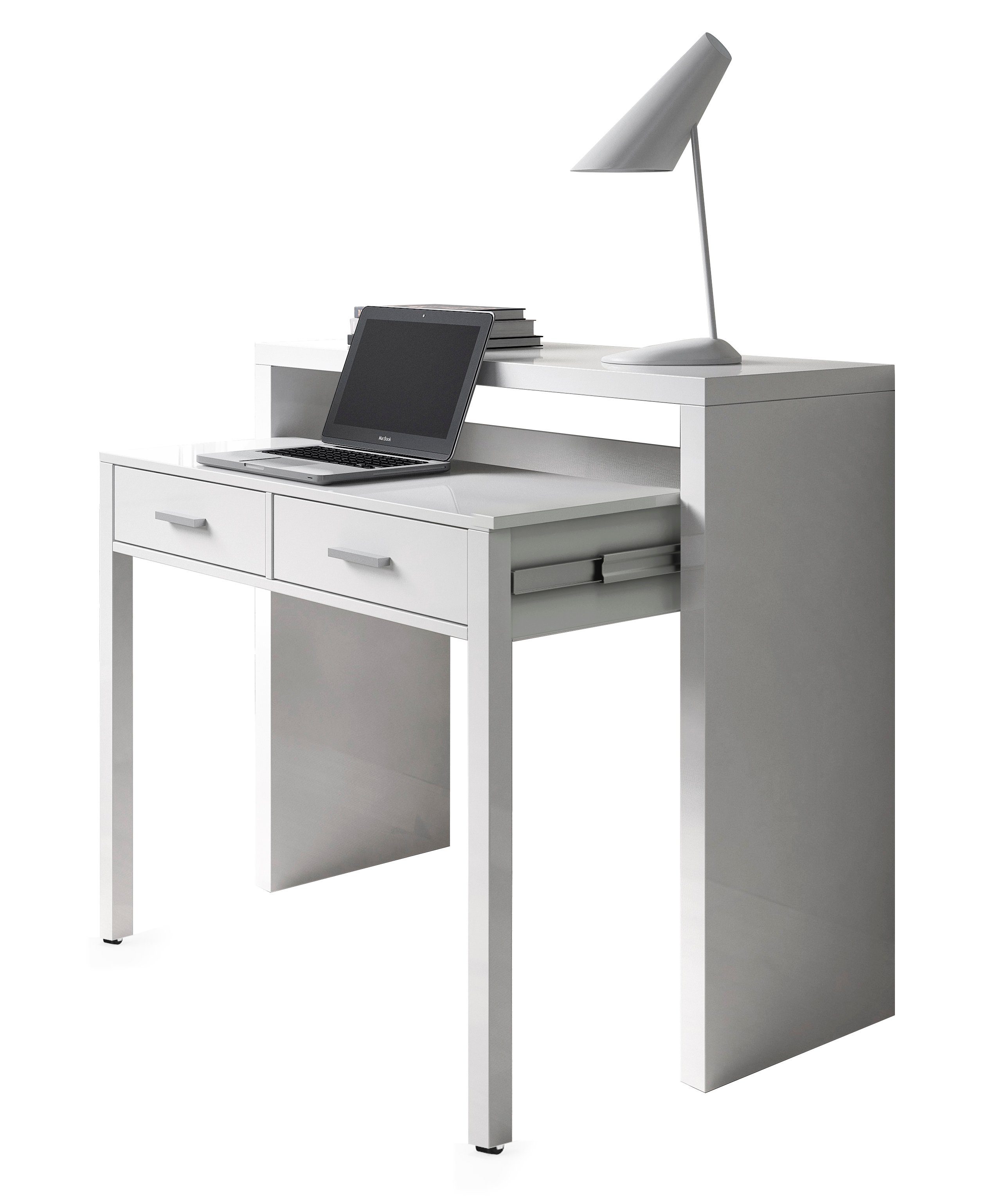 Regal-Schreibtisch Schreibtisch + Kommode in einem, ausziehbar, 99x88x36/66cm
