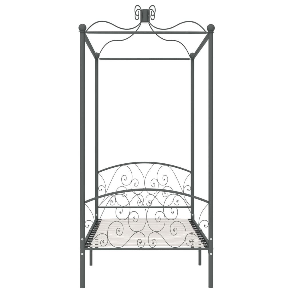 vidaXL Himmelbett, Baldachin Bett-Gestell Grau Metall 100 x 200 cm